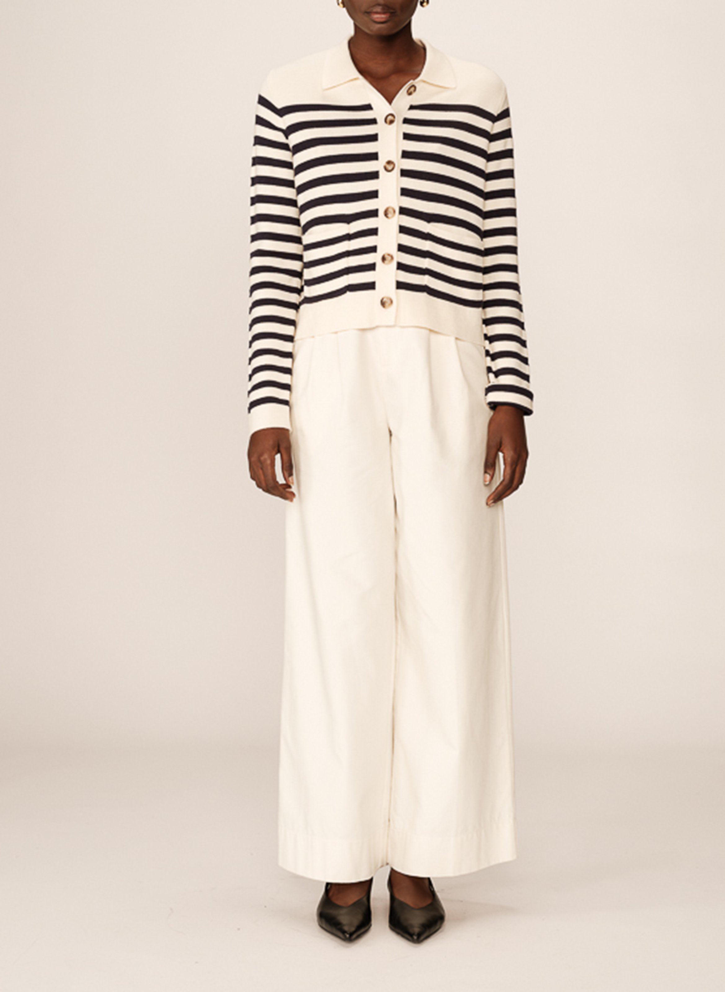 Striped long sleeve cardigan GRACE ET MILA Beige