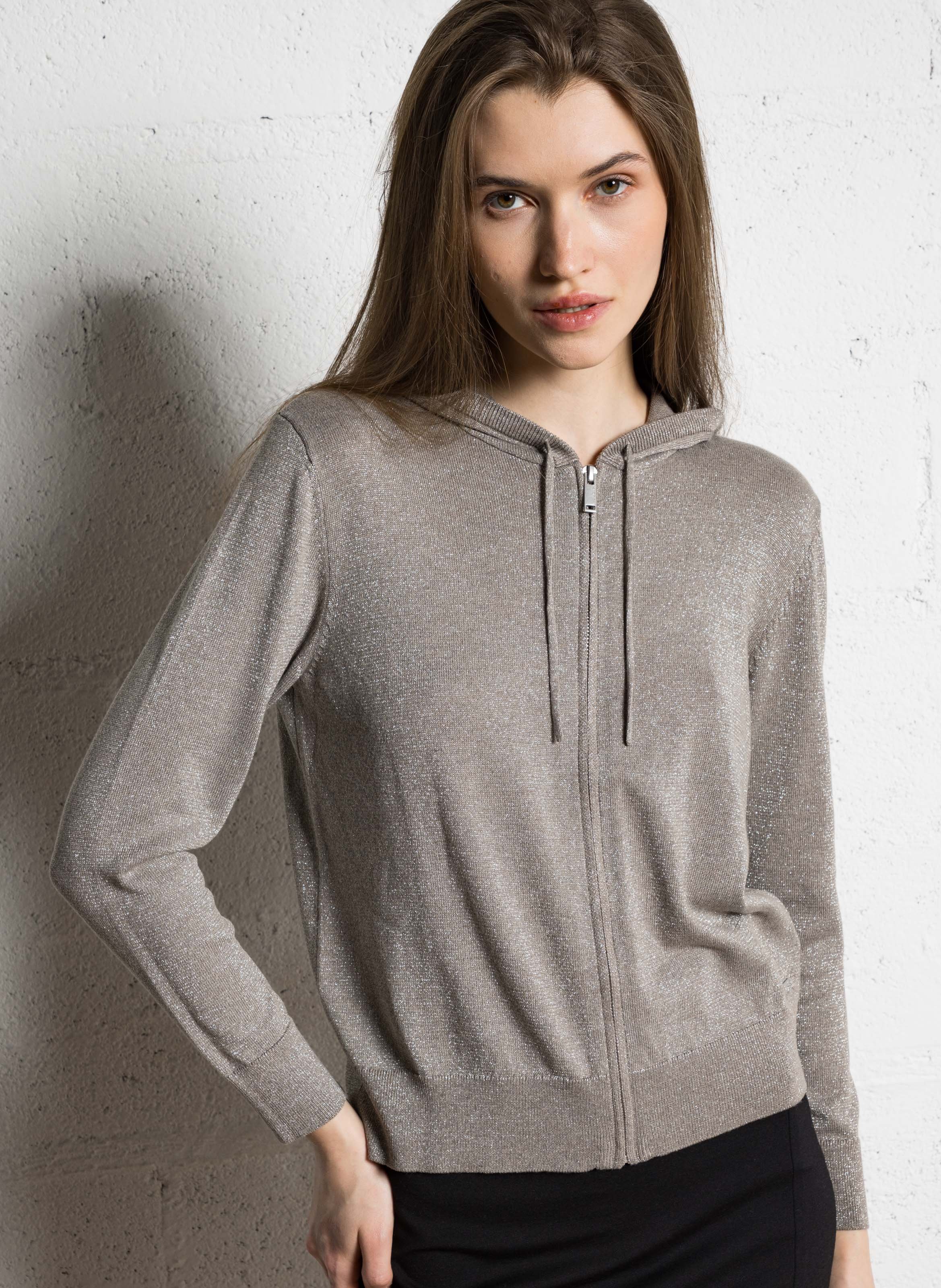 Zipped hooded cardigan IKKS Beige