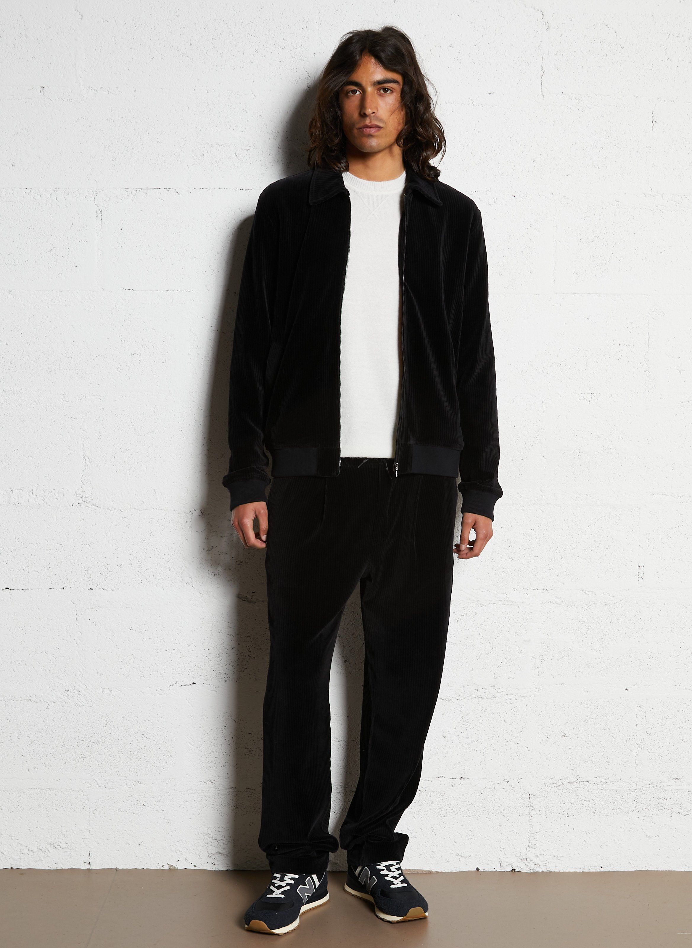 Straight ribbed cotton blend jacket IKKS Black