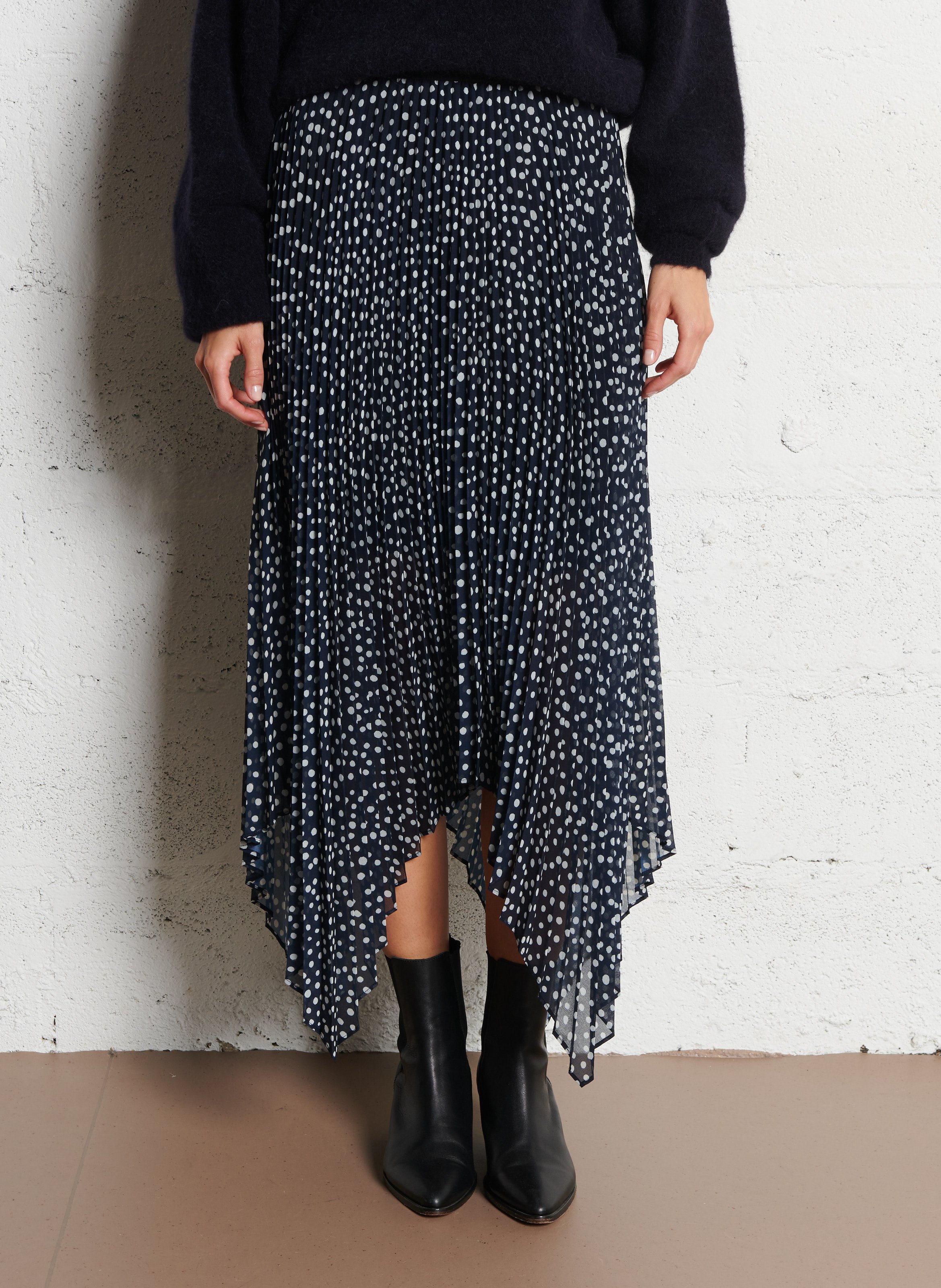 Jupe évasée asymétrique IKKS Bleu