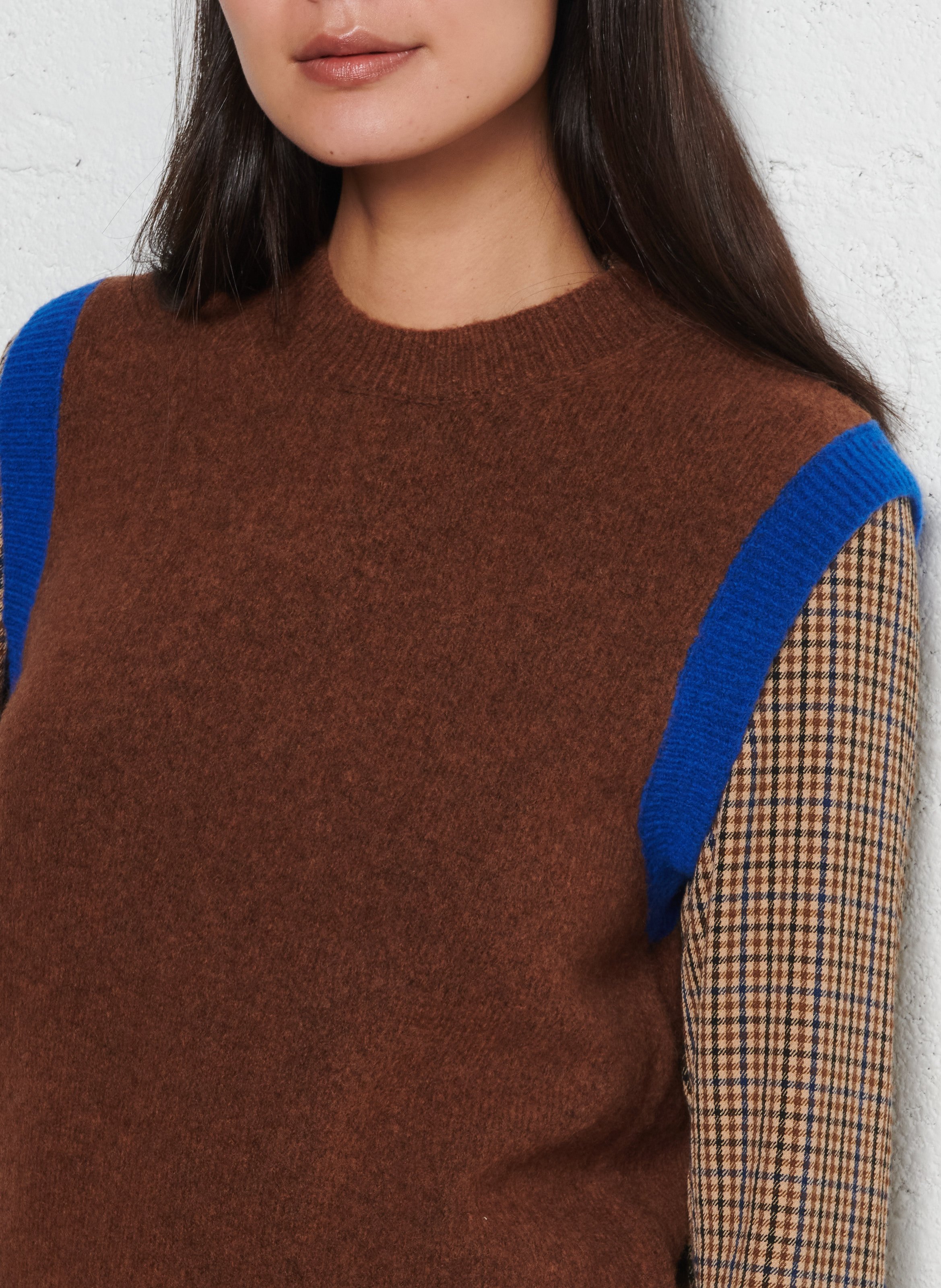 Pull sans manches col rond en laine mélangée NICE THINGS Beige