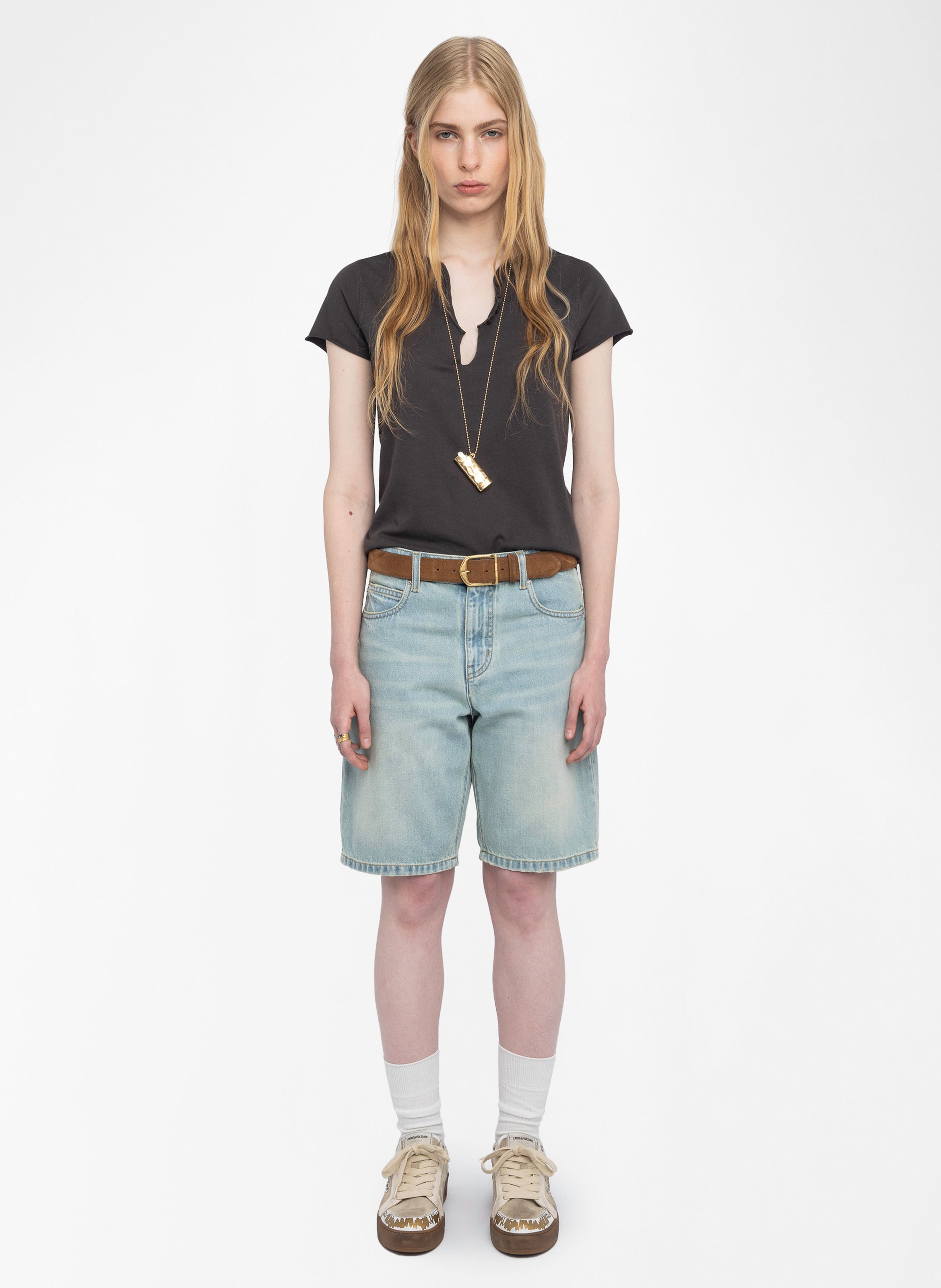 Tee-shirt droit en coton bio ZADIG&VOLTAIRE Marron