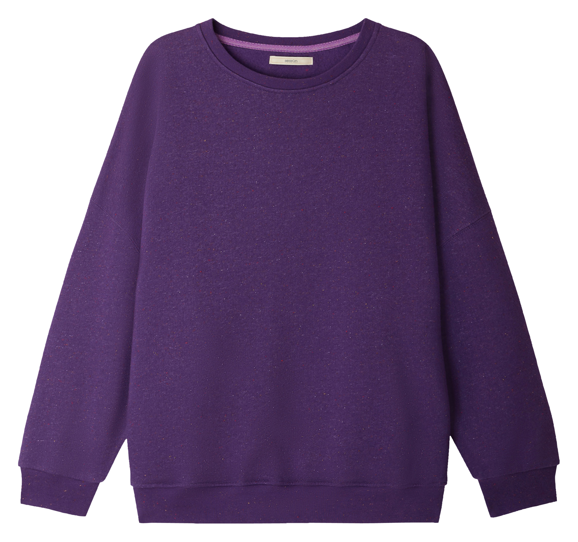 Loose-fit round-neck flecked organic cotton-blend sweater SESSUN Blue