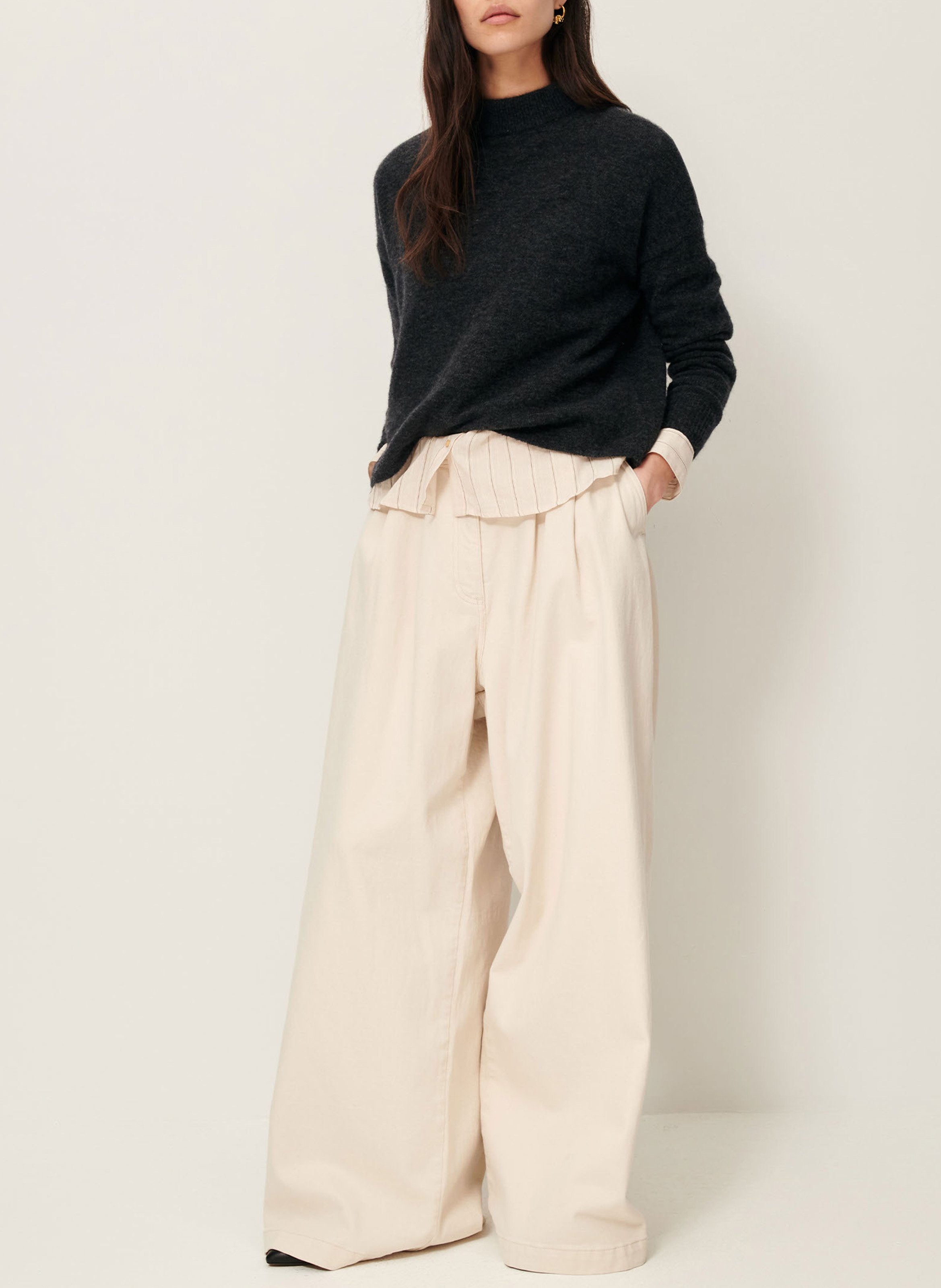 Pull ample en laine mélangée SESSUN Gris