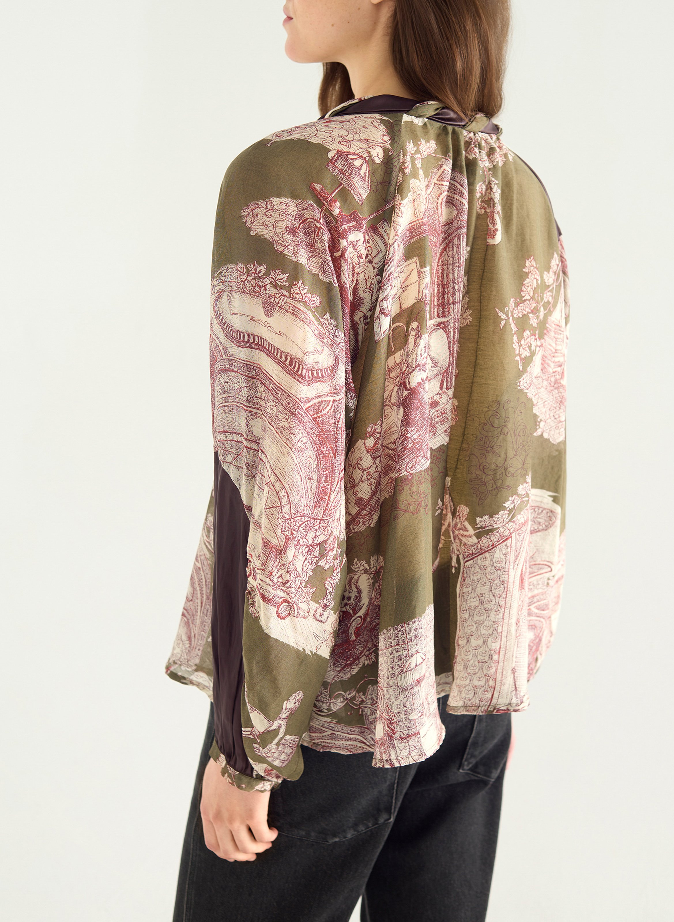 Blouse oversize en coton mélangé imprimé COTELAC Vert