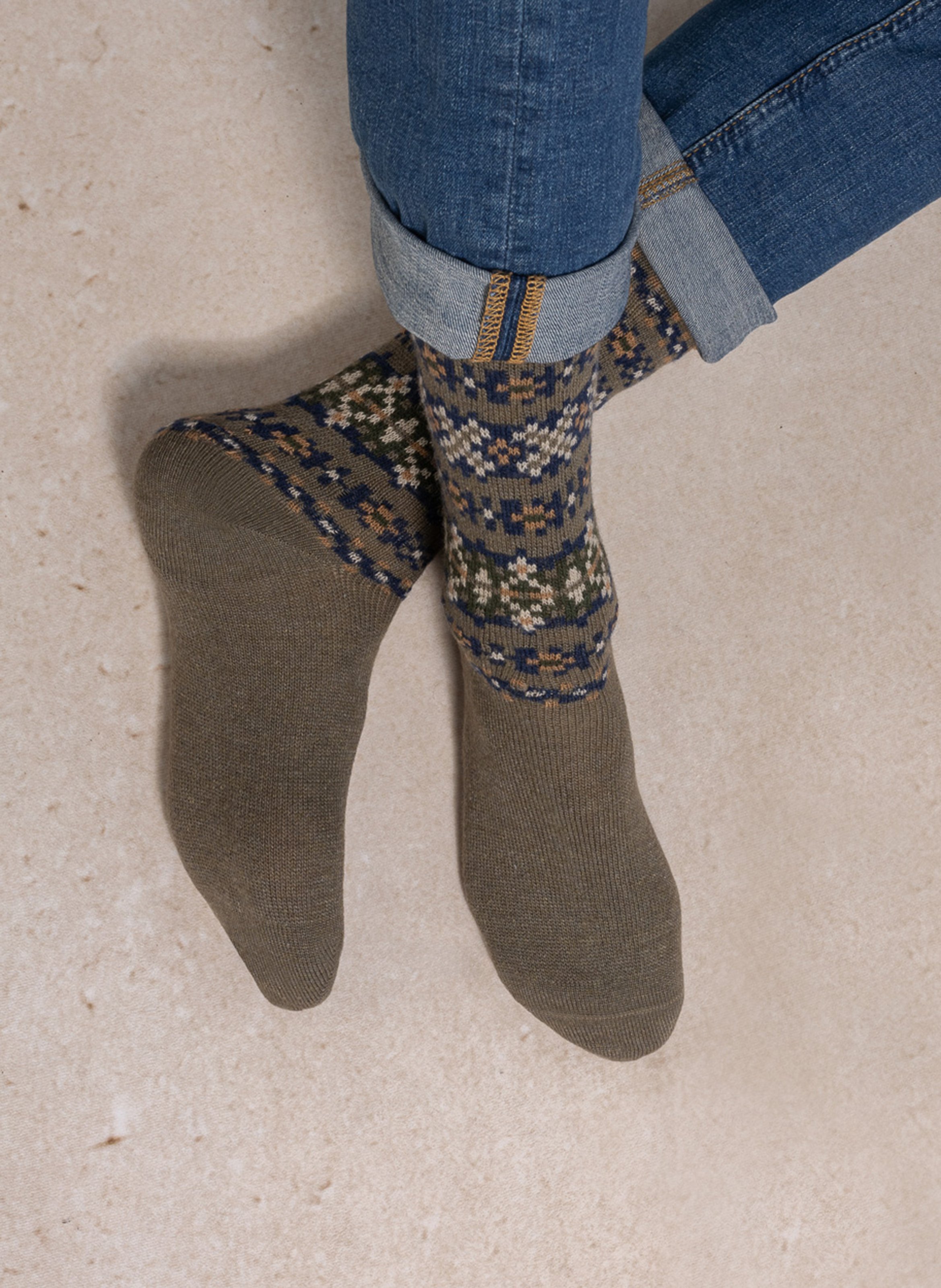 Mid-calf printed socks BLEUFORET Khaki