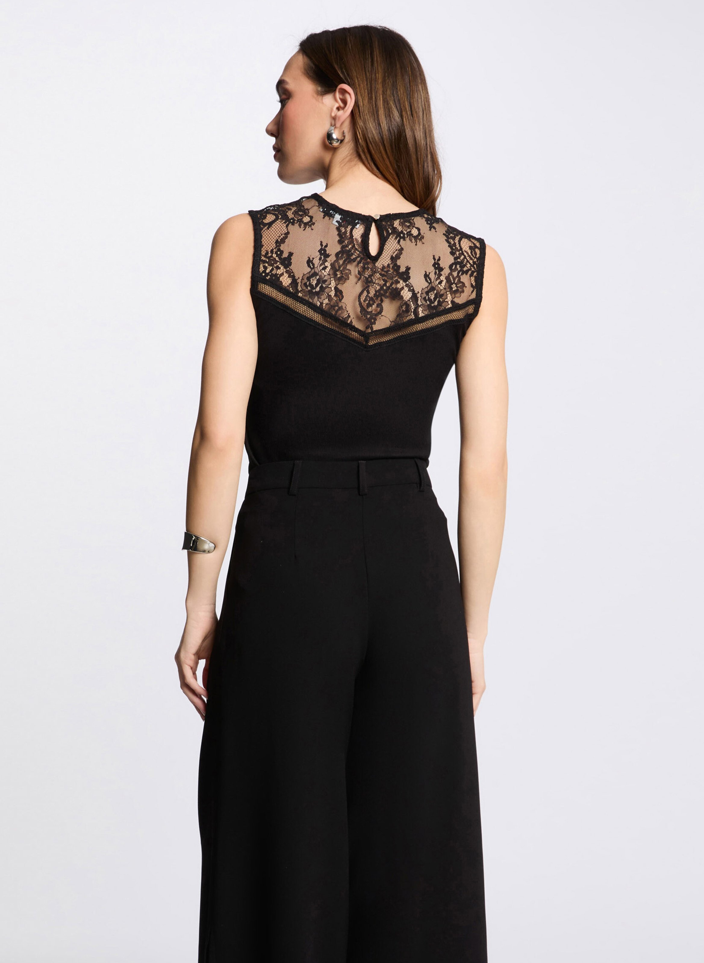 Sleeveless lace top MORGAN Black