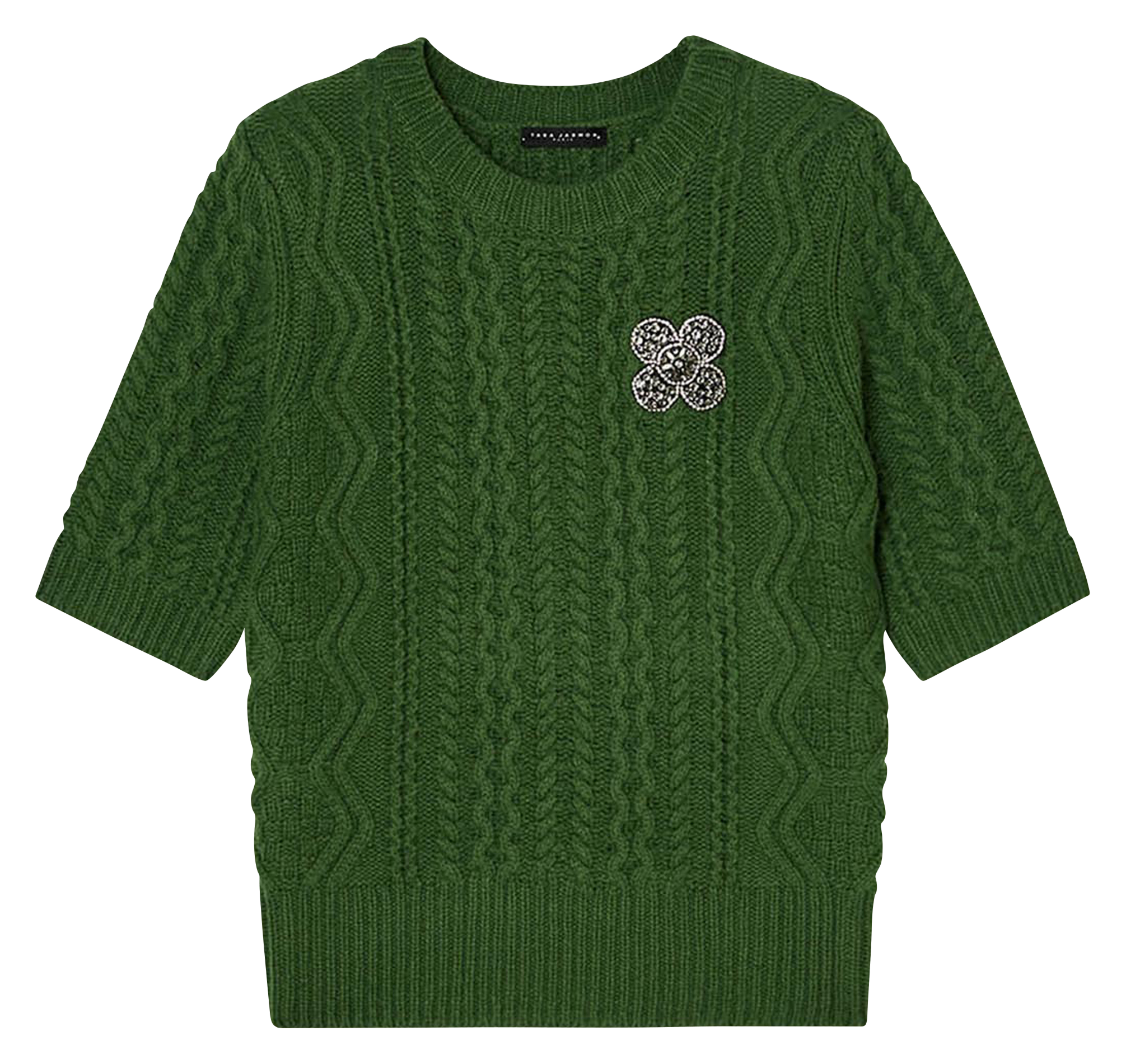 Pull col rond en laine TARA JARMON Vert