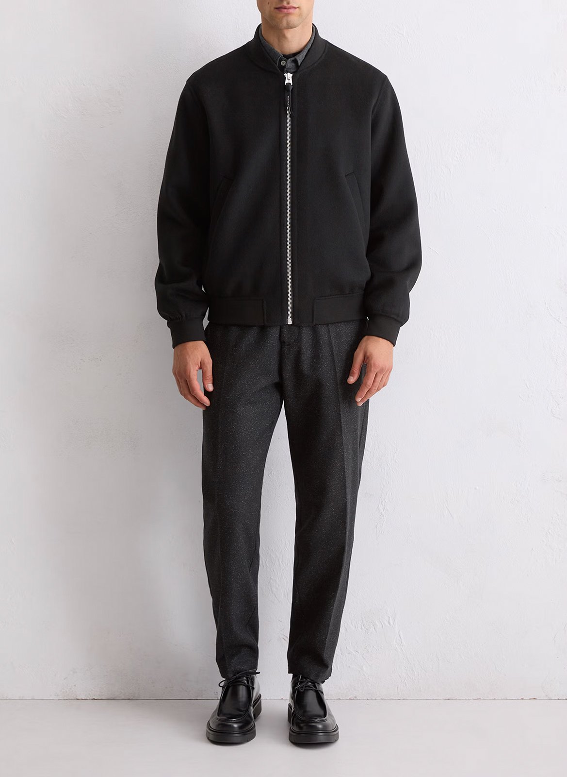 Veste droite zippée unie en laine mélangée MARC O'POLO Noir