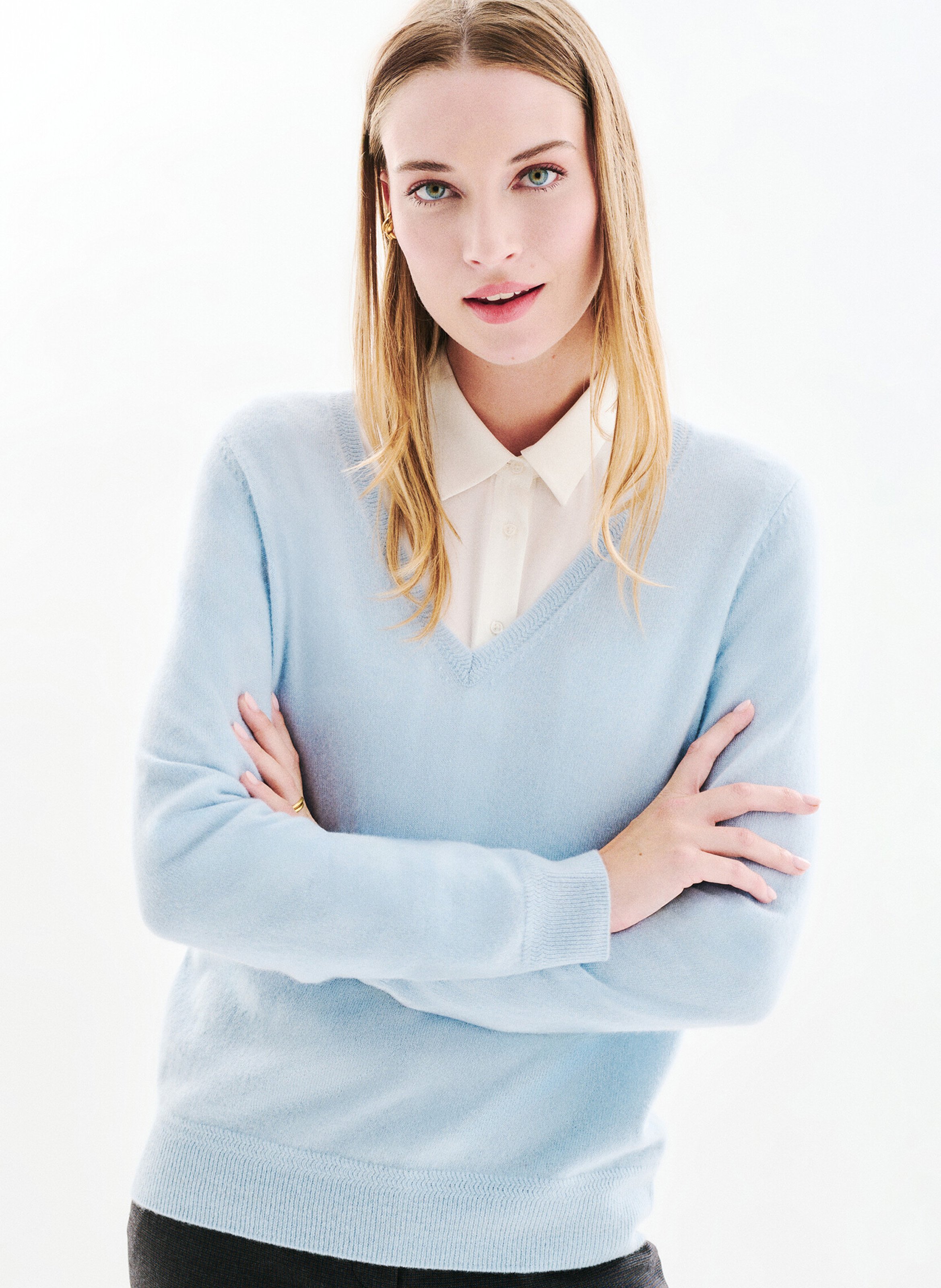 Pull cintré col V en cachemire CAROLL