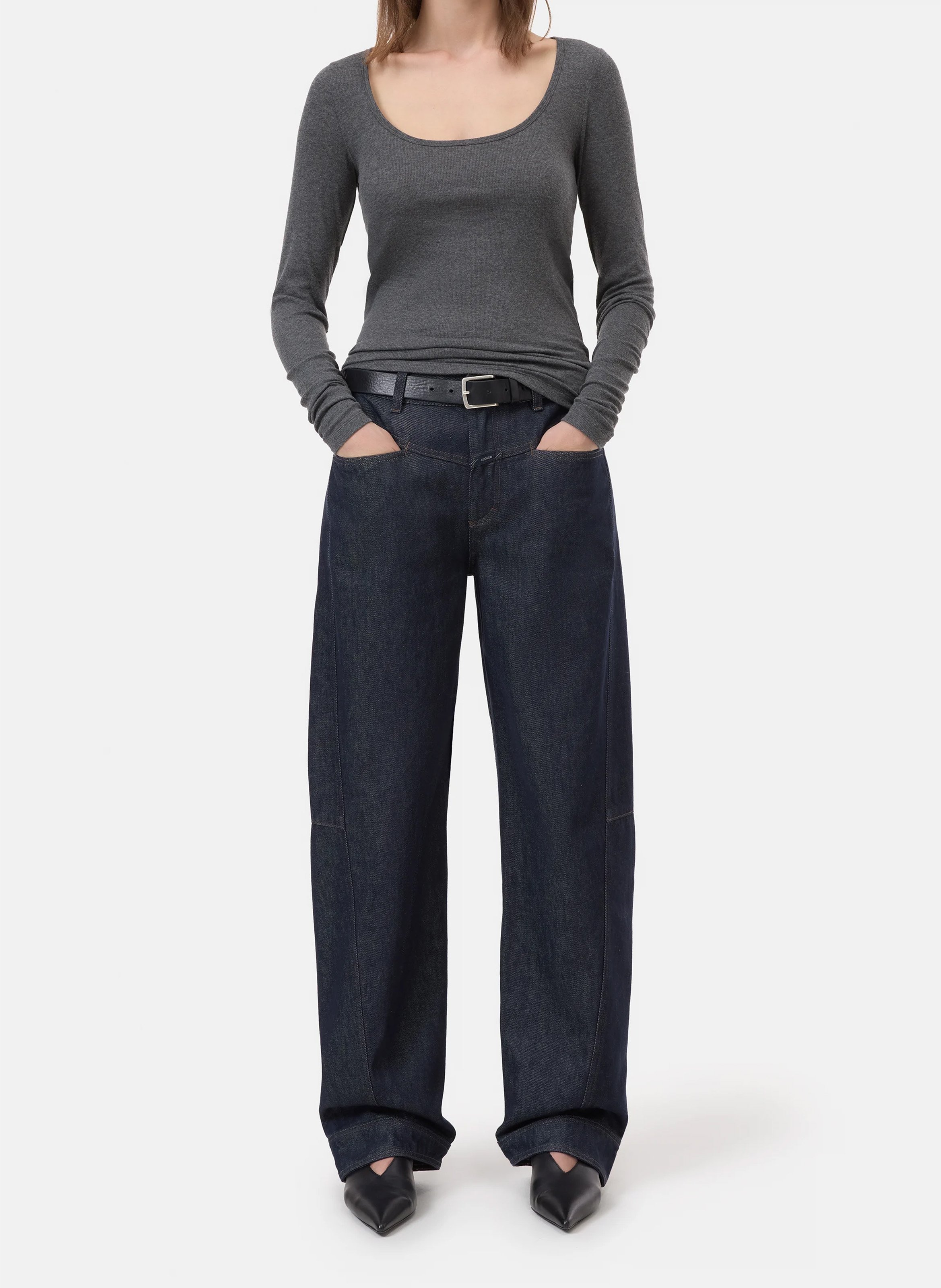 Fitted round neck t-shirt CLOSED Grey