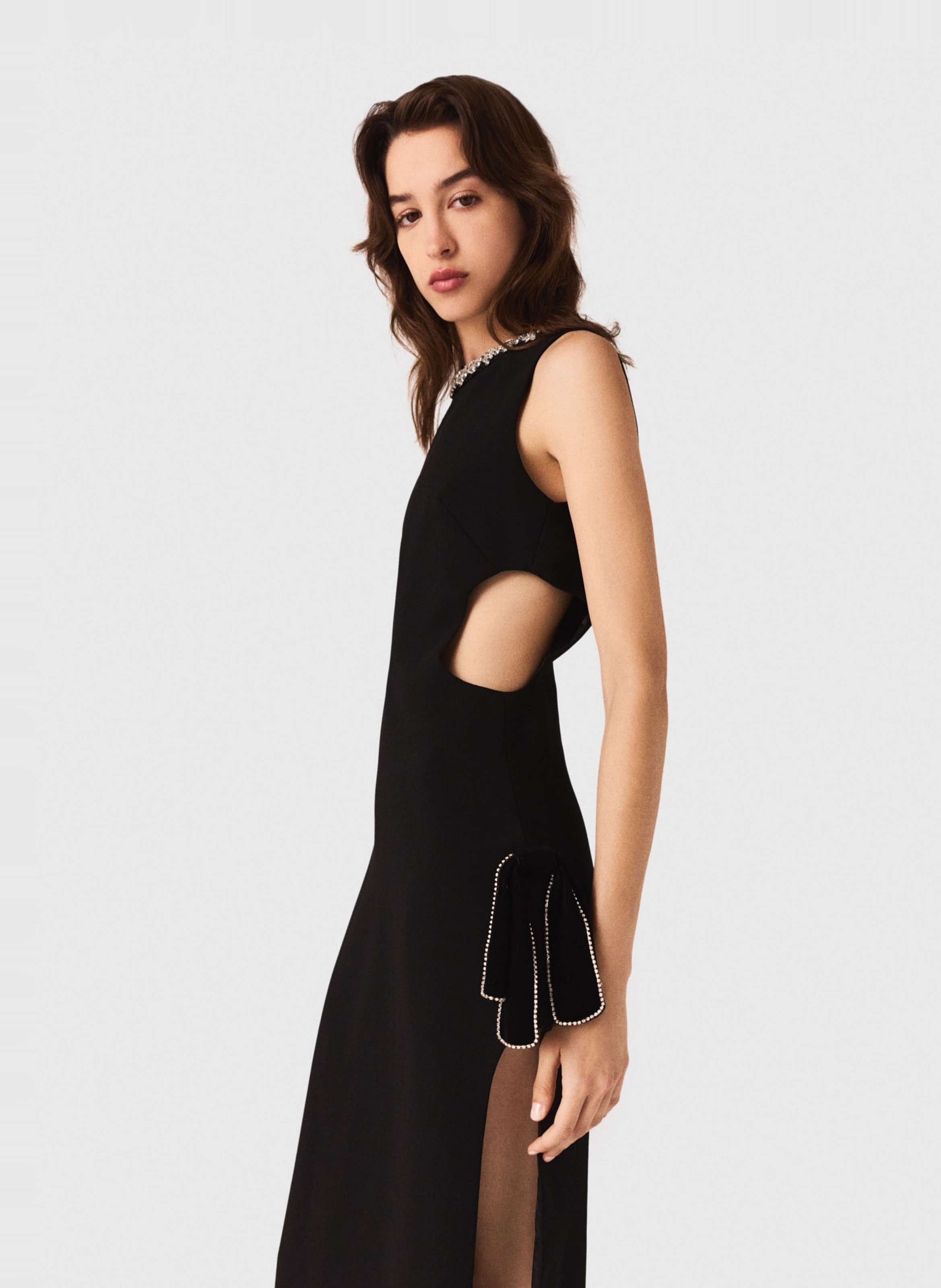 Lange jurk met ronde hals MAJE Black