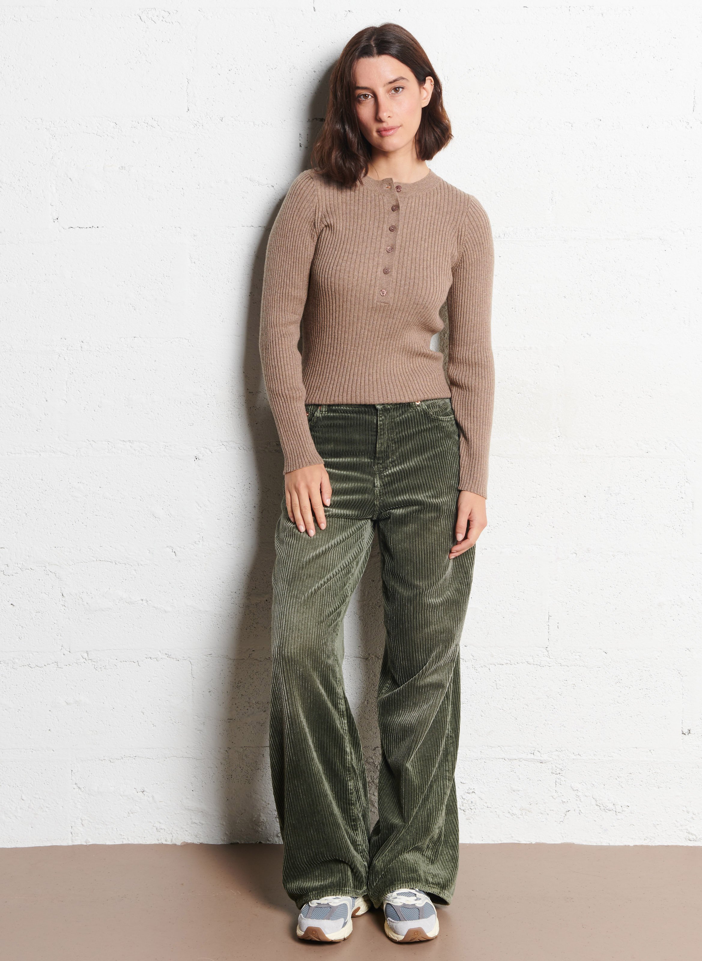 Round neck top in cotton and wool blend HOD PARIS Brown