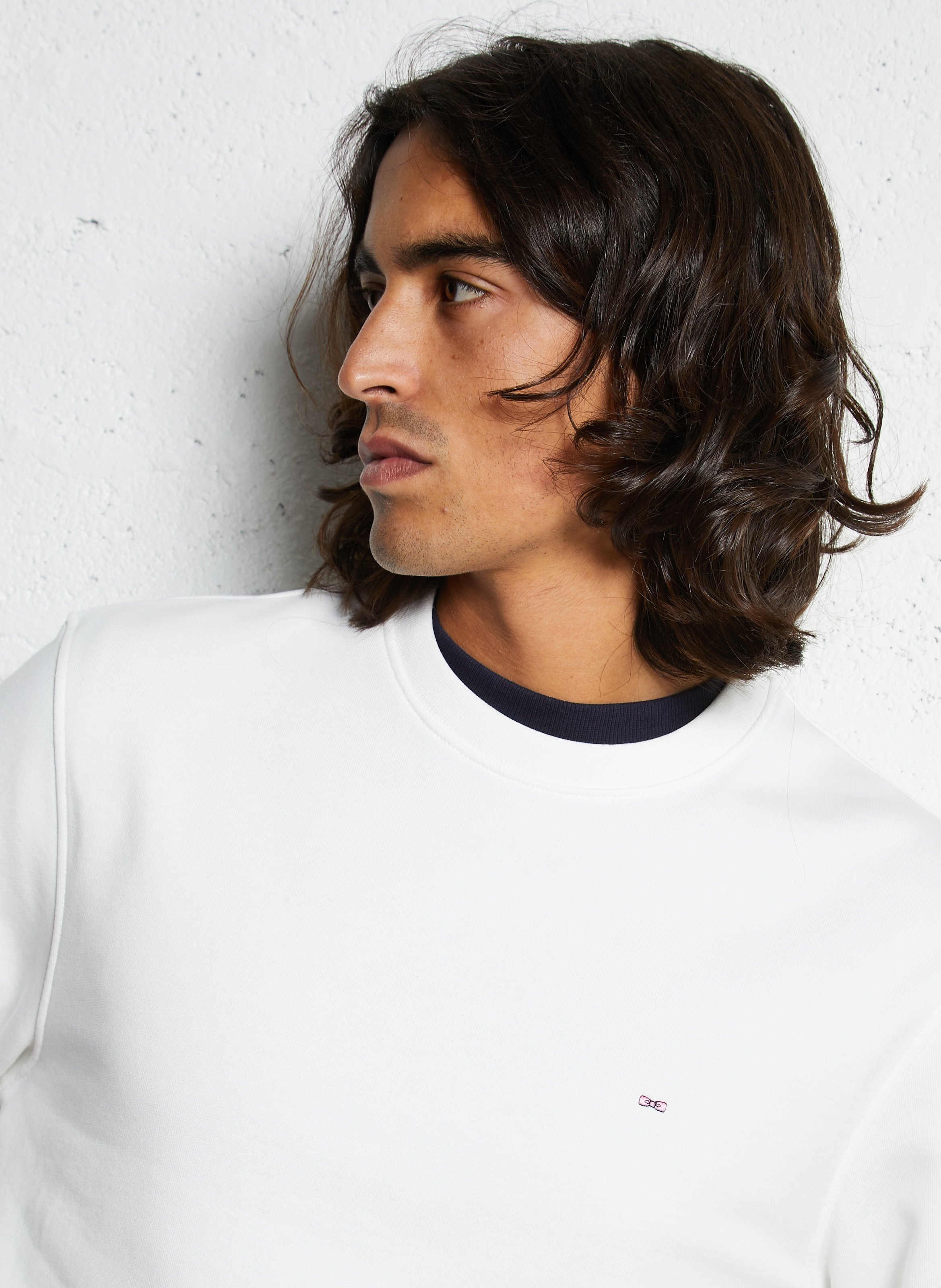 Sweat droit col rond brodé en coton EDEN PARK Beige