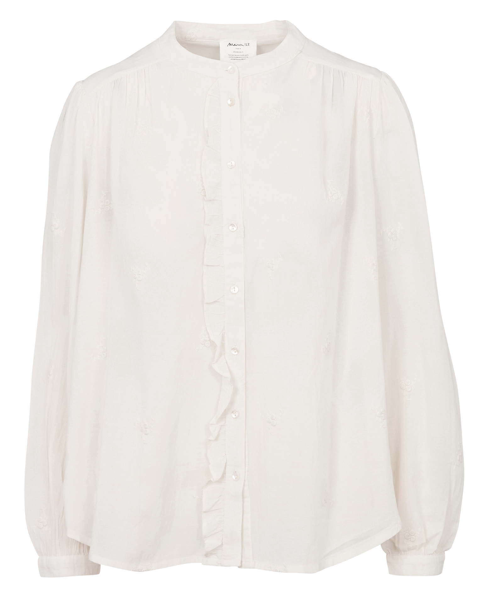 Chemise col rond en coton mélangé MAISON 123 Beige