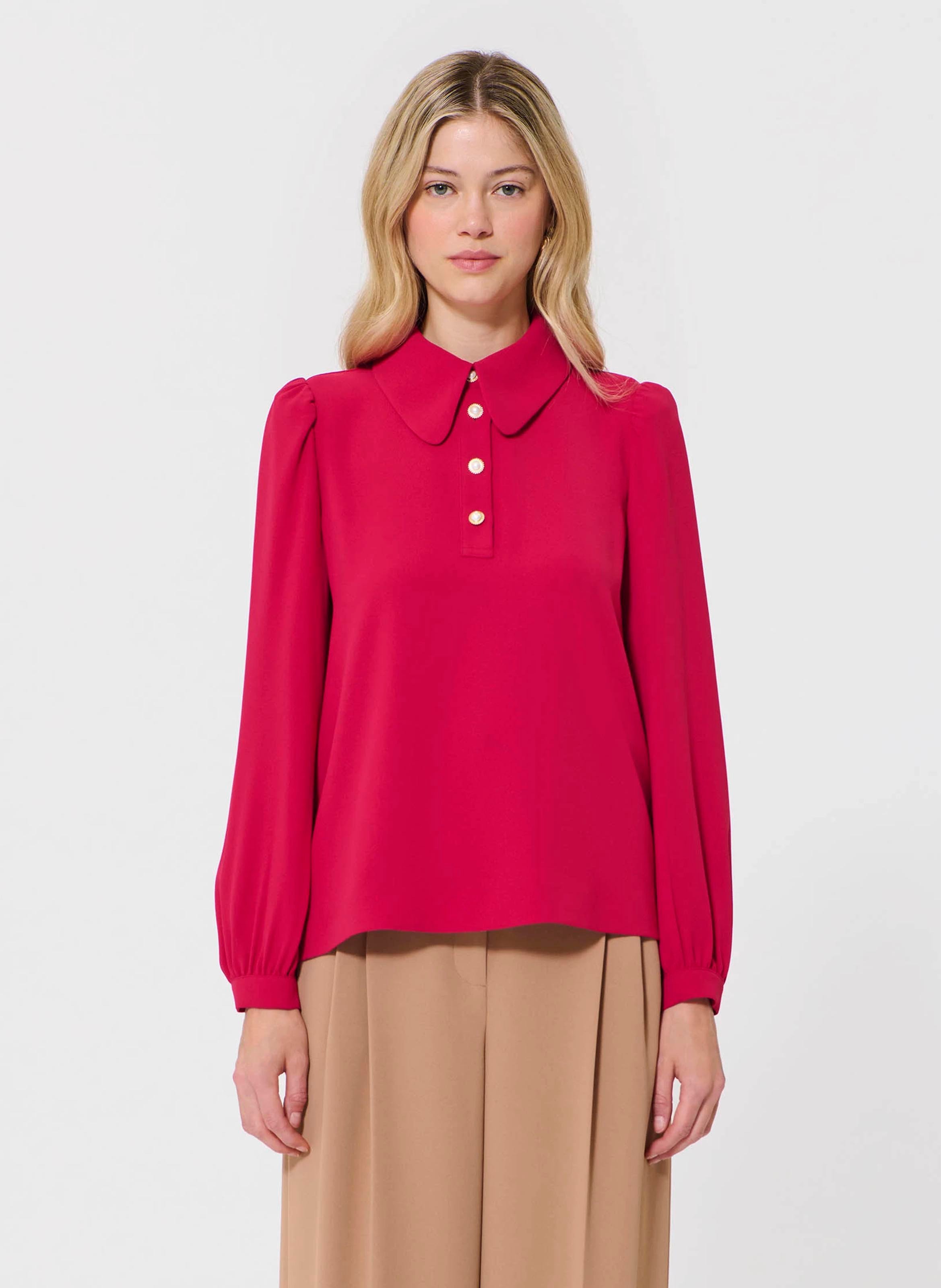 Blouse with leather collar TARA JARMON