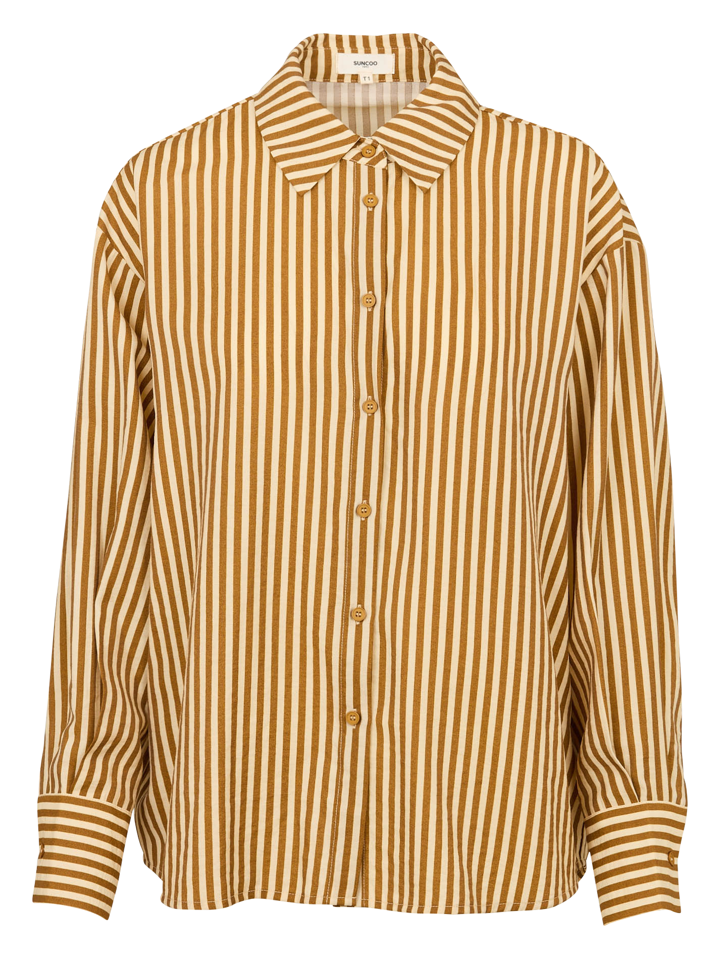 Gestreifte Oversize-Bluse mit klassischem Kragen SUNCOO Beige