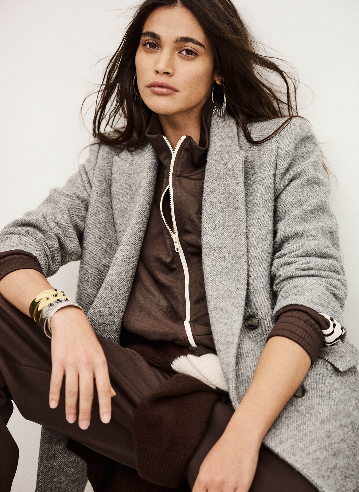 Fitted wool-blend suit collar jacket Black