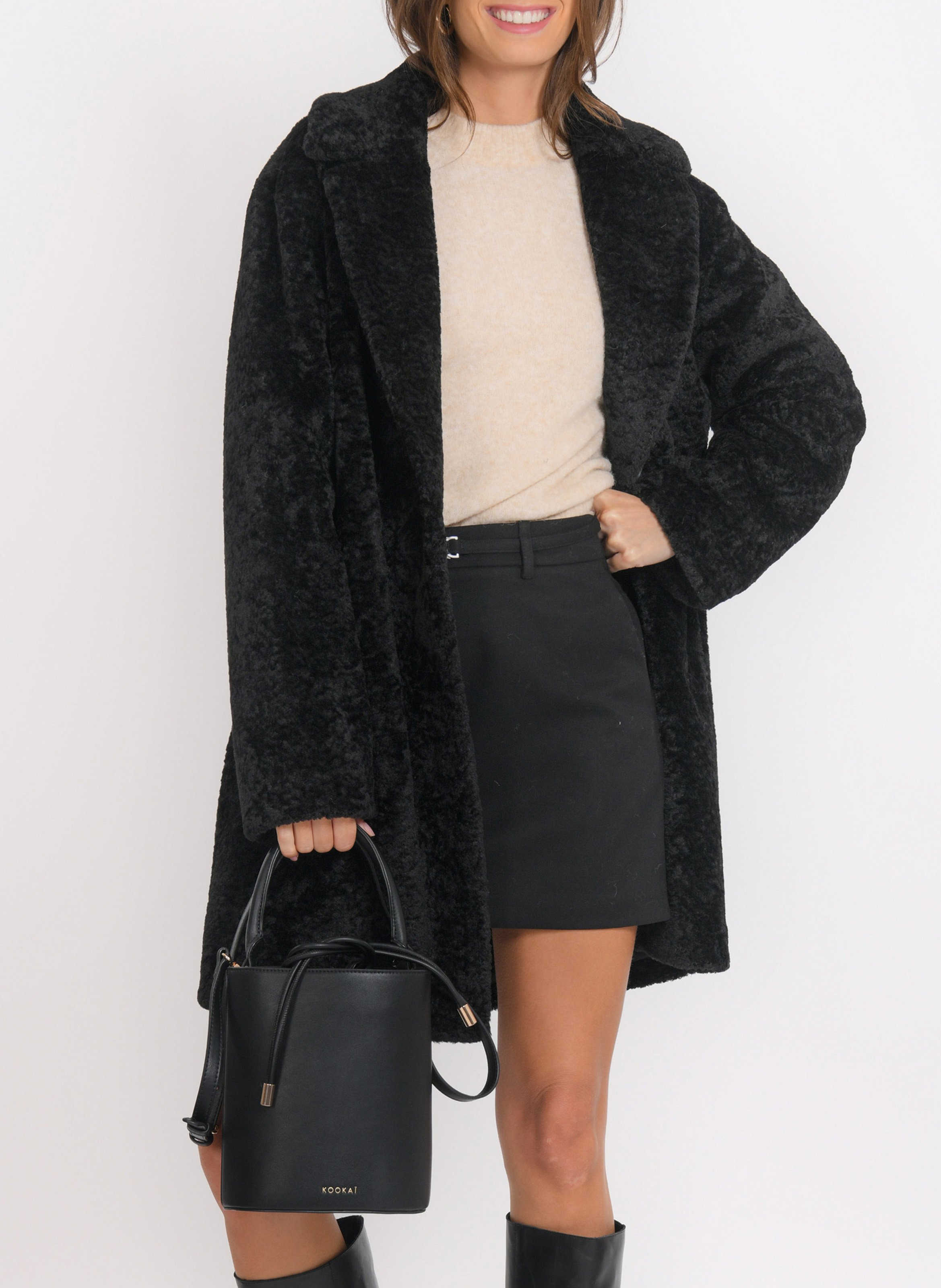 Manteau droit col tailleur KOOKAI Noir