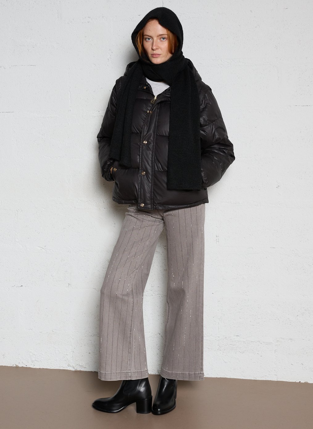 Jean flare taille haute en coton mélangé LA PETITE ETOILE Gris