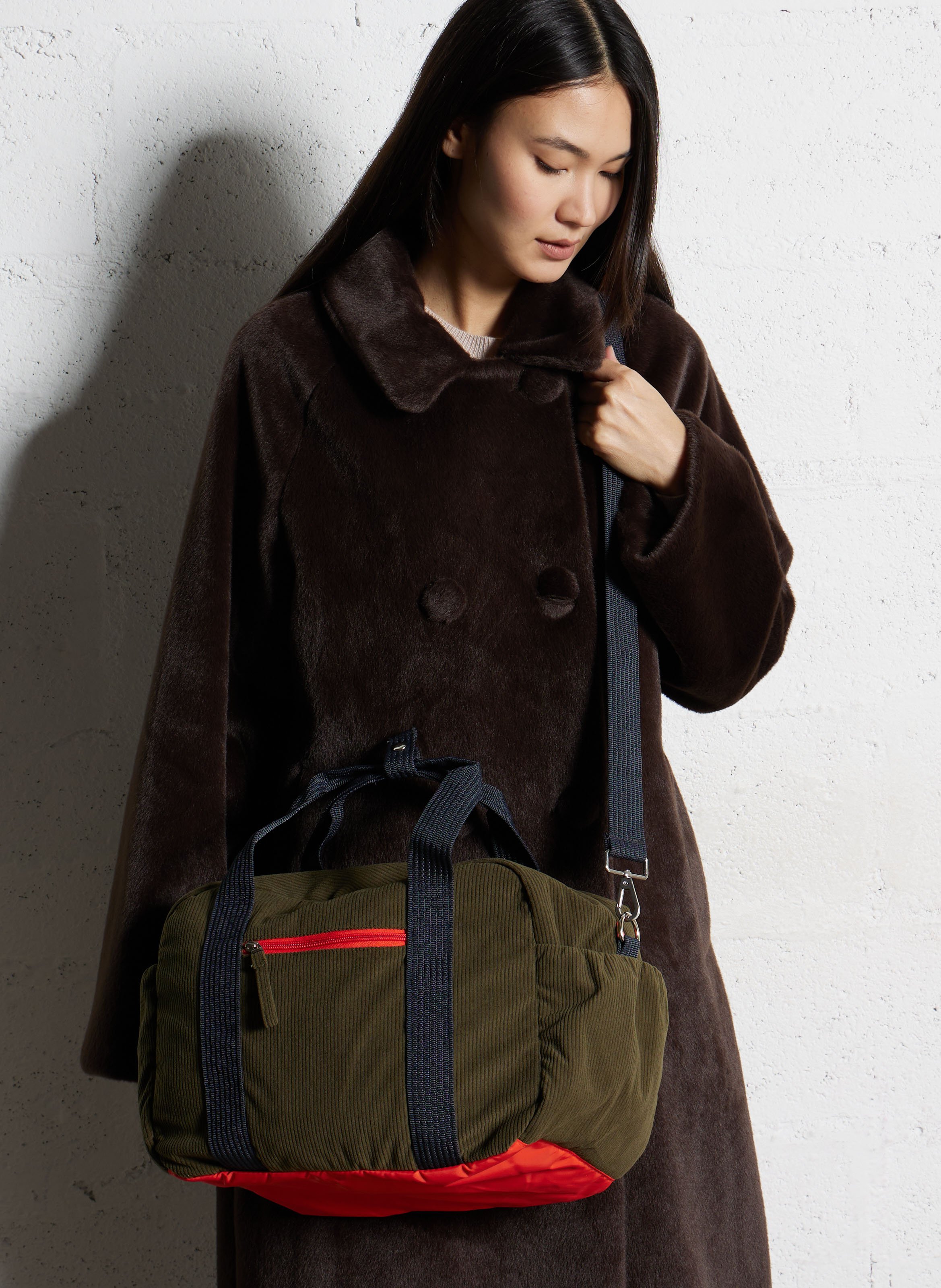 Sac bandoulière côtelé BENSIMON Kaki