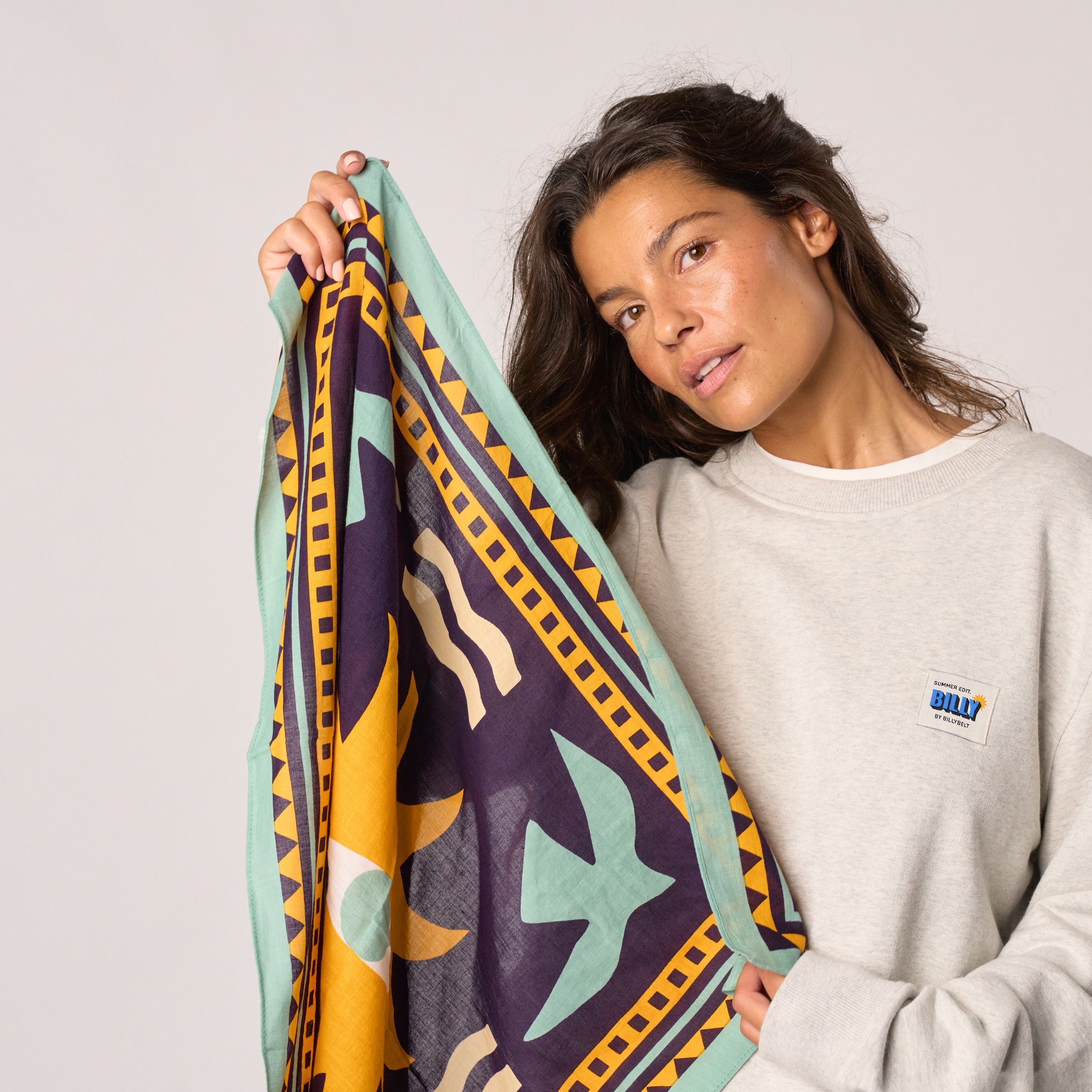 Small organic cotton scarf Paola BILLYBELT Blue