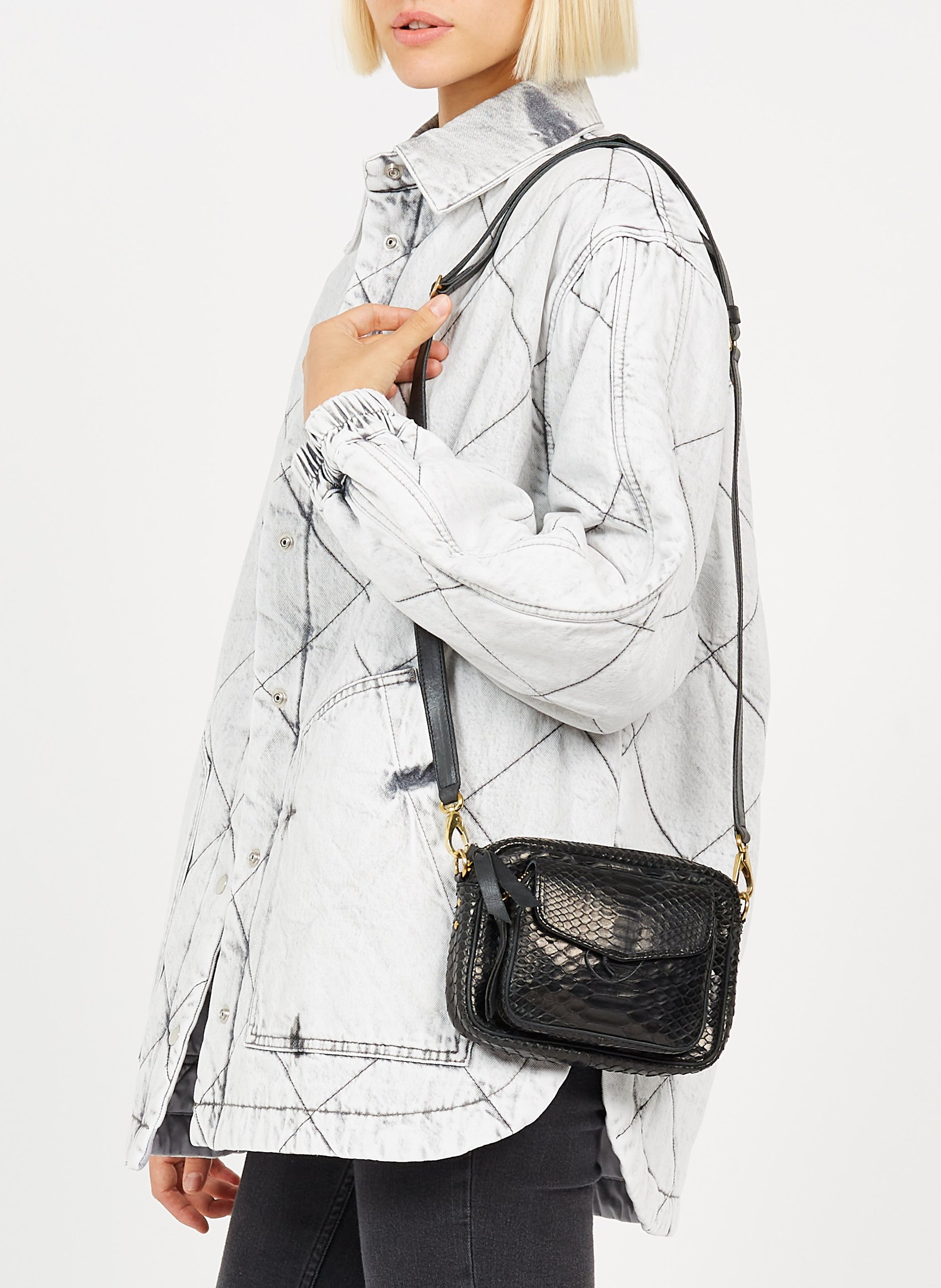 Sac bandoulière en python CLARIS VIROT Noir