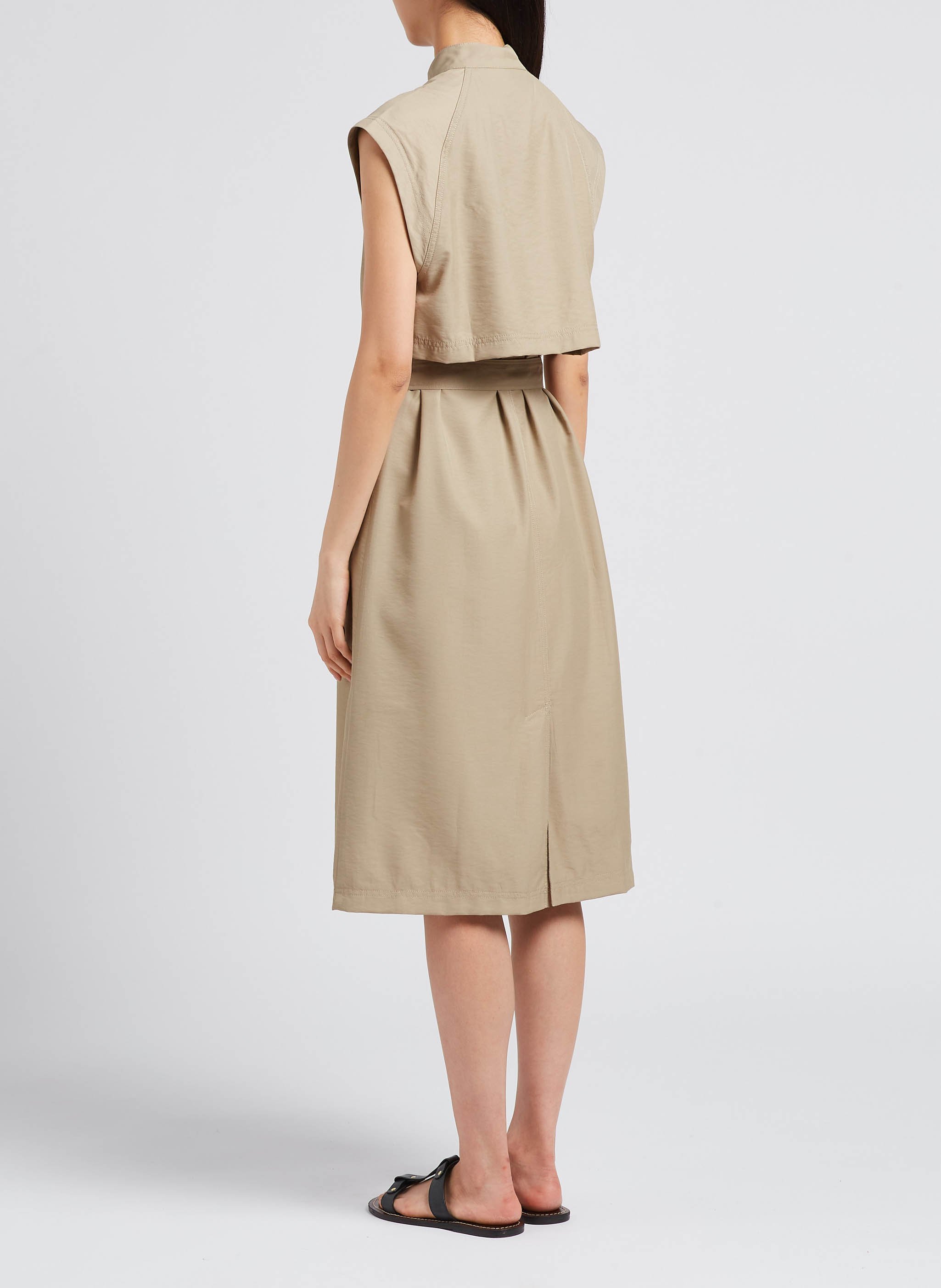 Straight high-neck midi dress MOSS COPENHAGEN Beige