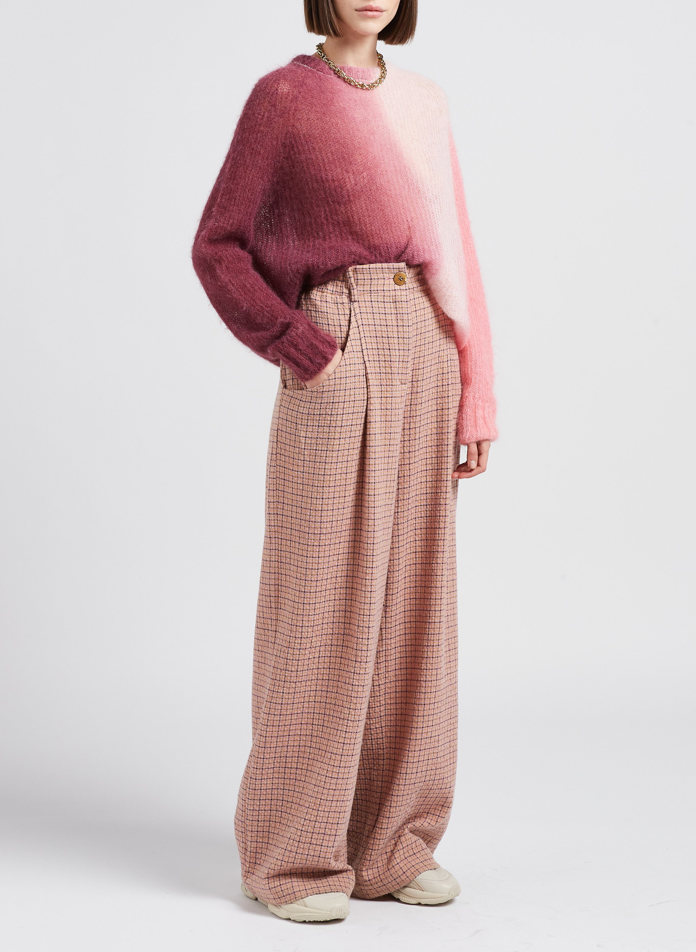 Wide-leg wool-blend pants MOMONI Pink