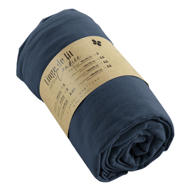 "Candice" fitted sheet all sizes cotton flannel. L'EFFET PAPILLON Multicolored