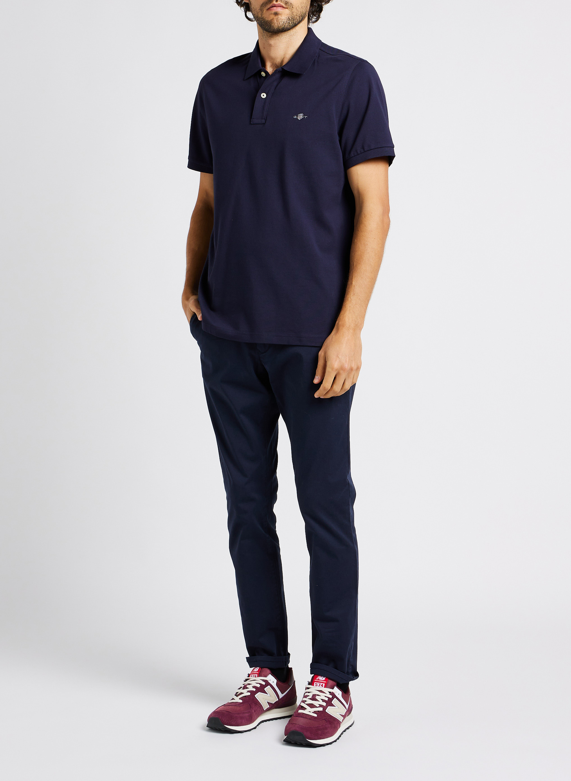 Slim-fit organic cotton-blend pants GANT Blue