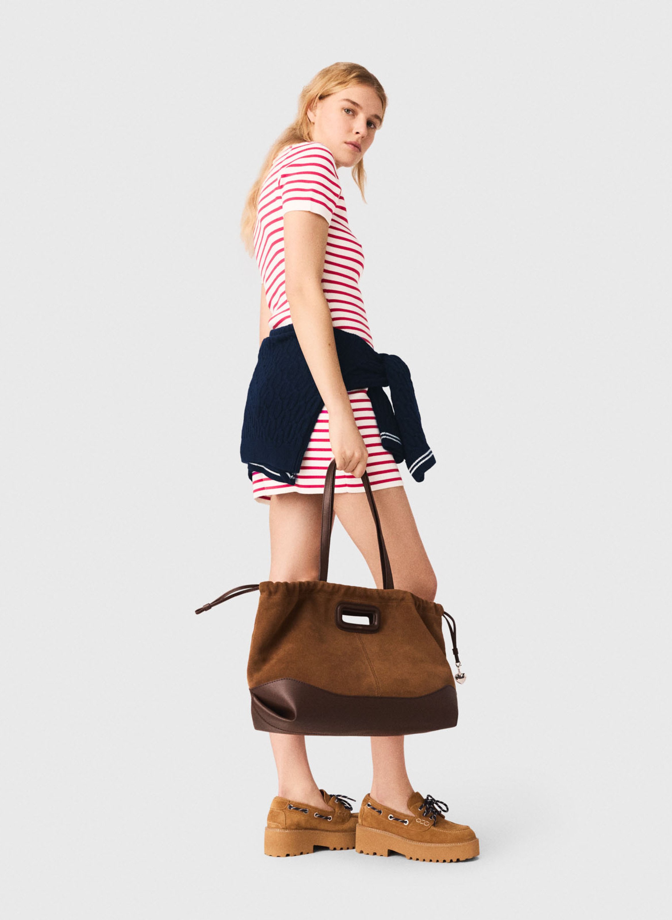 <span> Korte jurk met polokraag en strepen </span> MAJE Rood