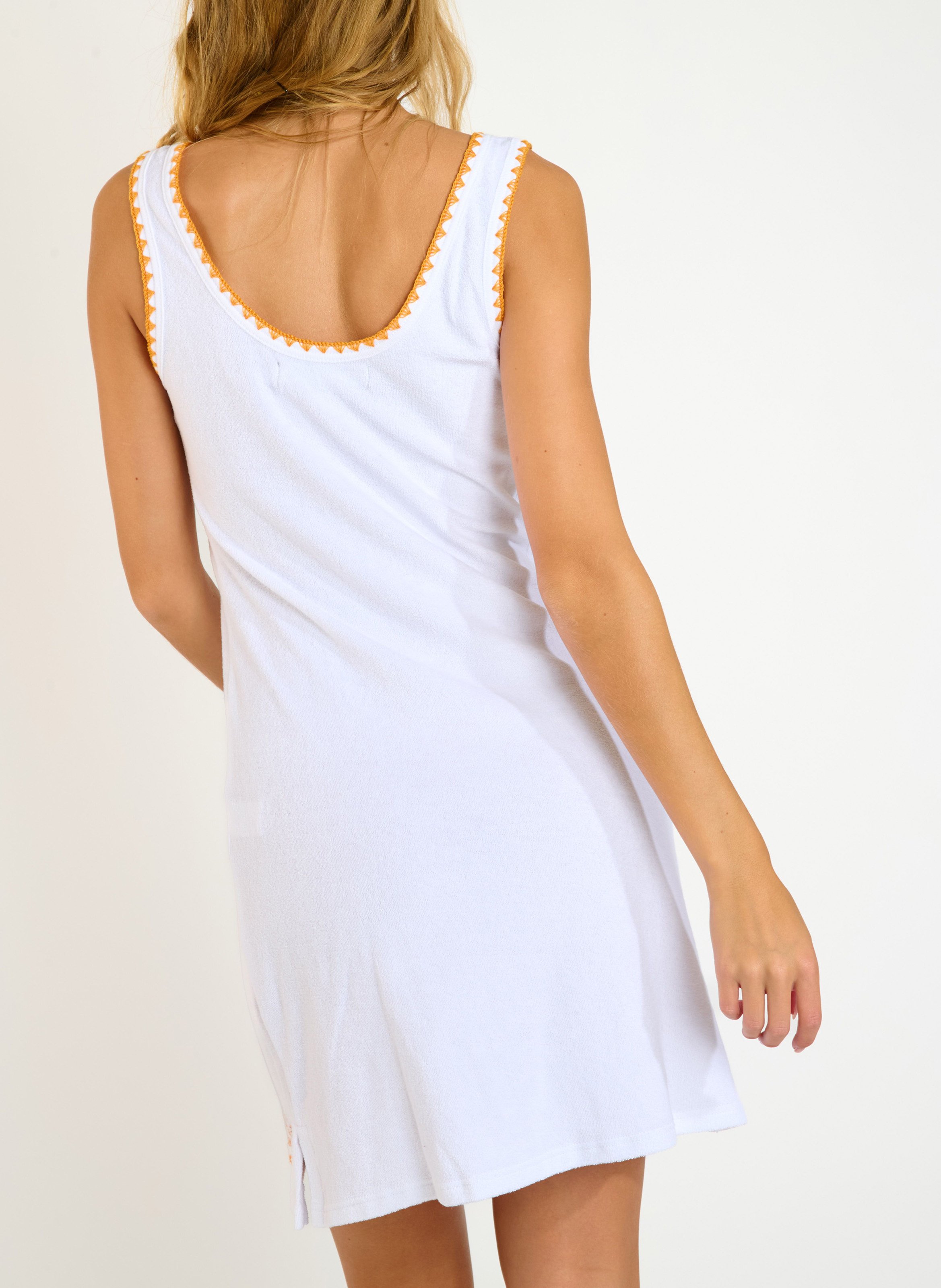 Baumwoll-Kurzkleid mit Rundhalsausschnitt BANANA MOON Weiss