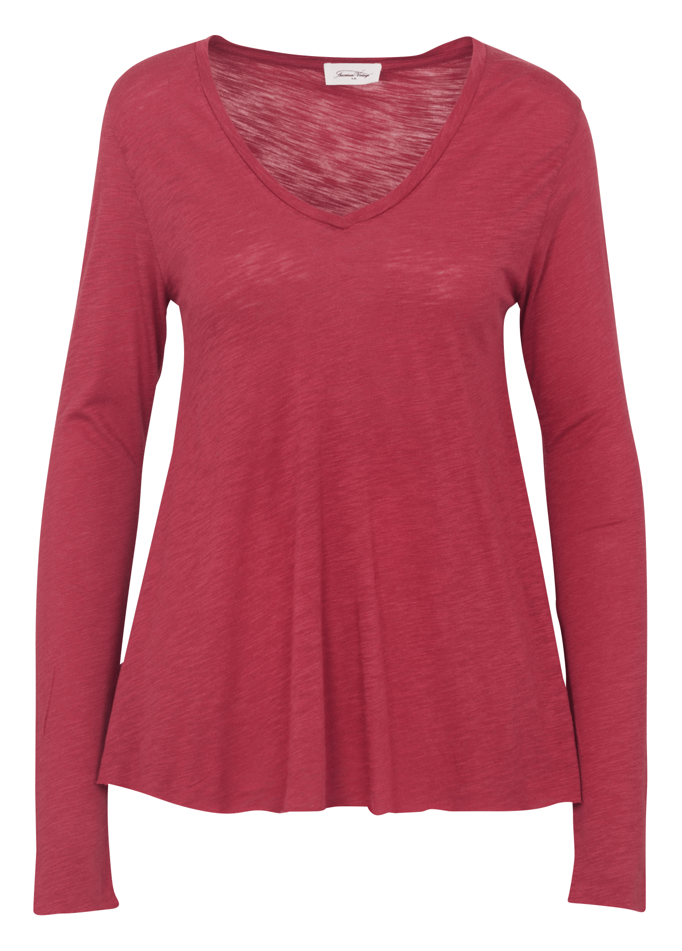 Tee-shirt à col V en coton mélangé AMERICAN VINTAGE