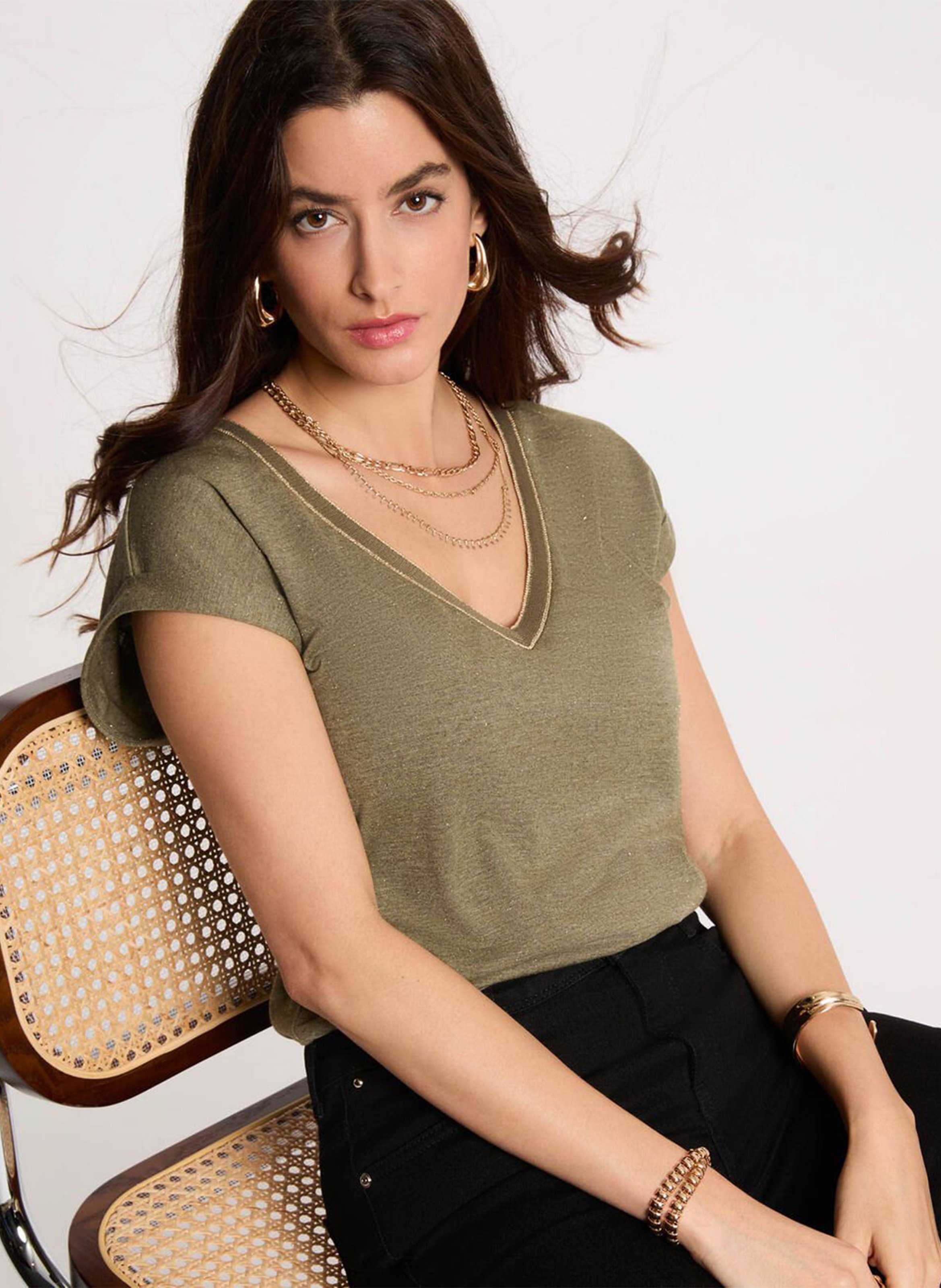 Straight fit short-sleeve t-shirt MORGAN Green