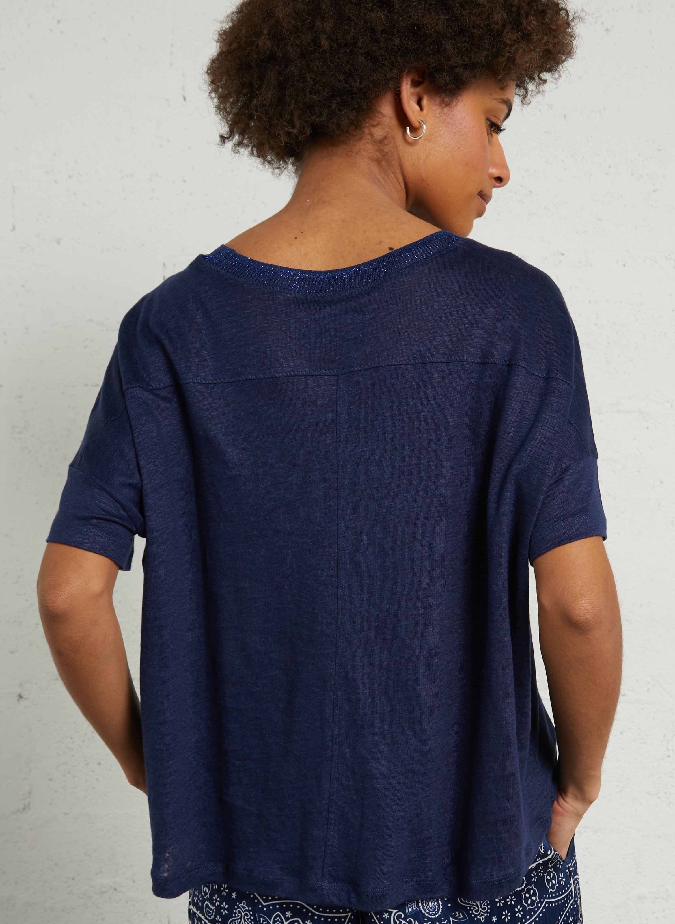 Loose-fit round-neck cotton T-shirt BELLA JONES Blue