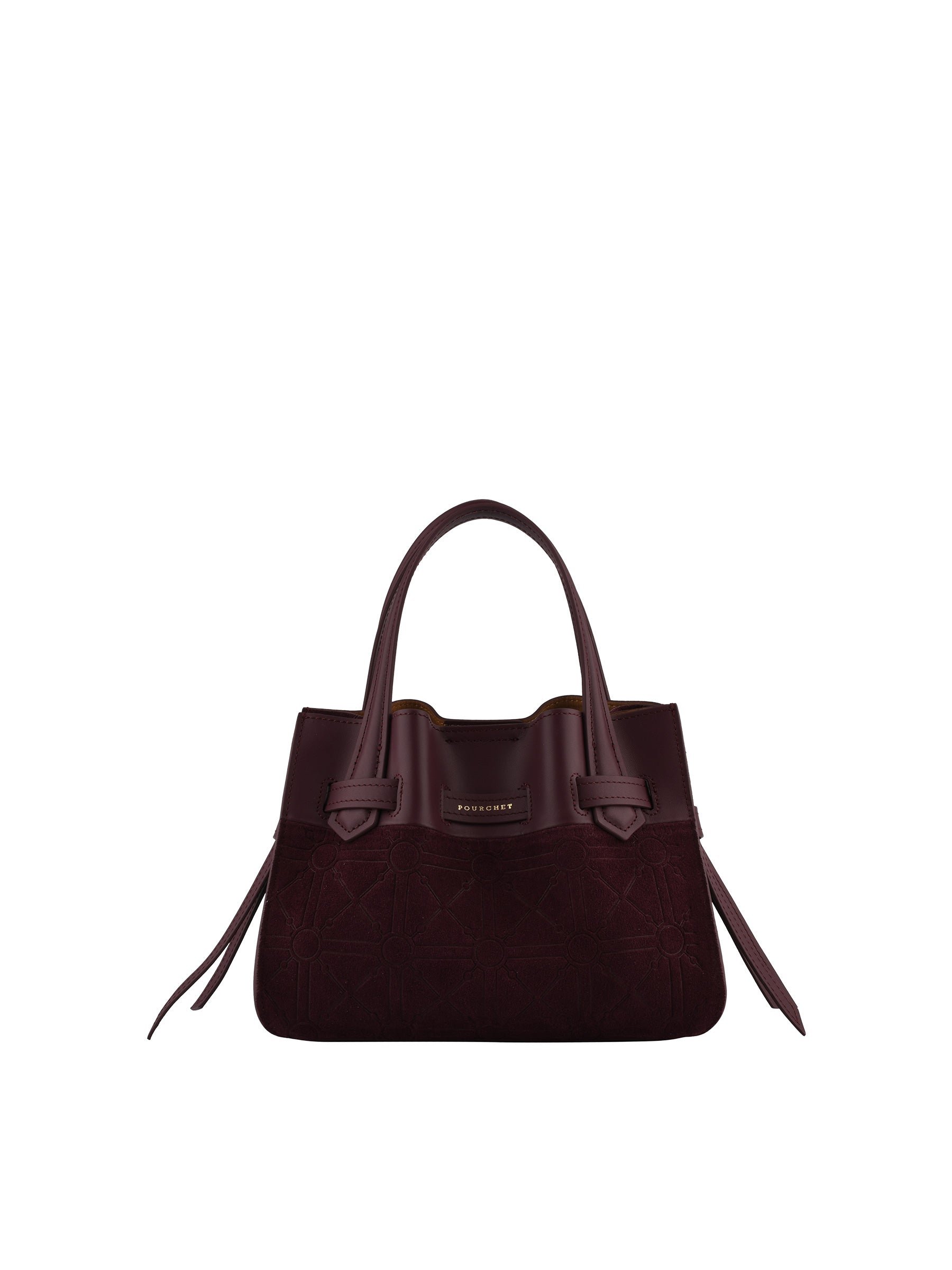 Suede and leather handbag POURCHET Red