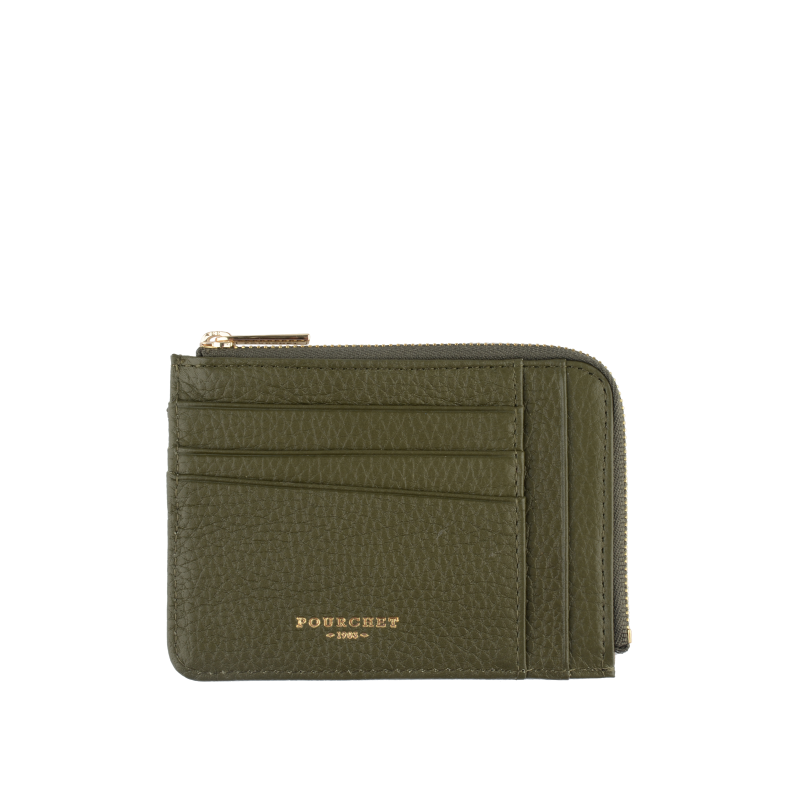 Portefeuille en cuir de vachette CLUB Kaki