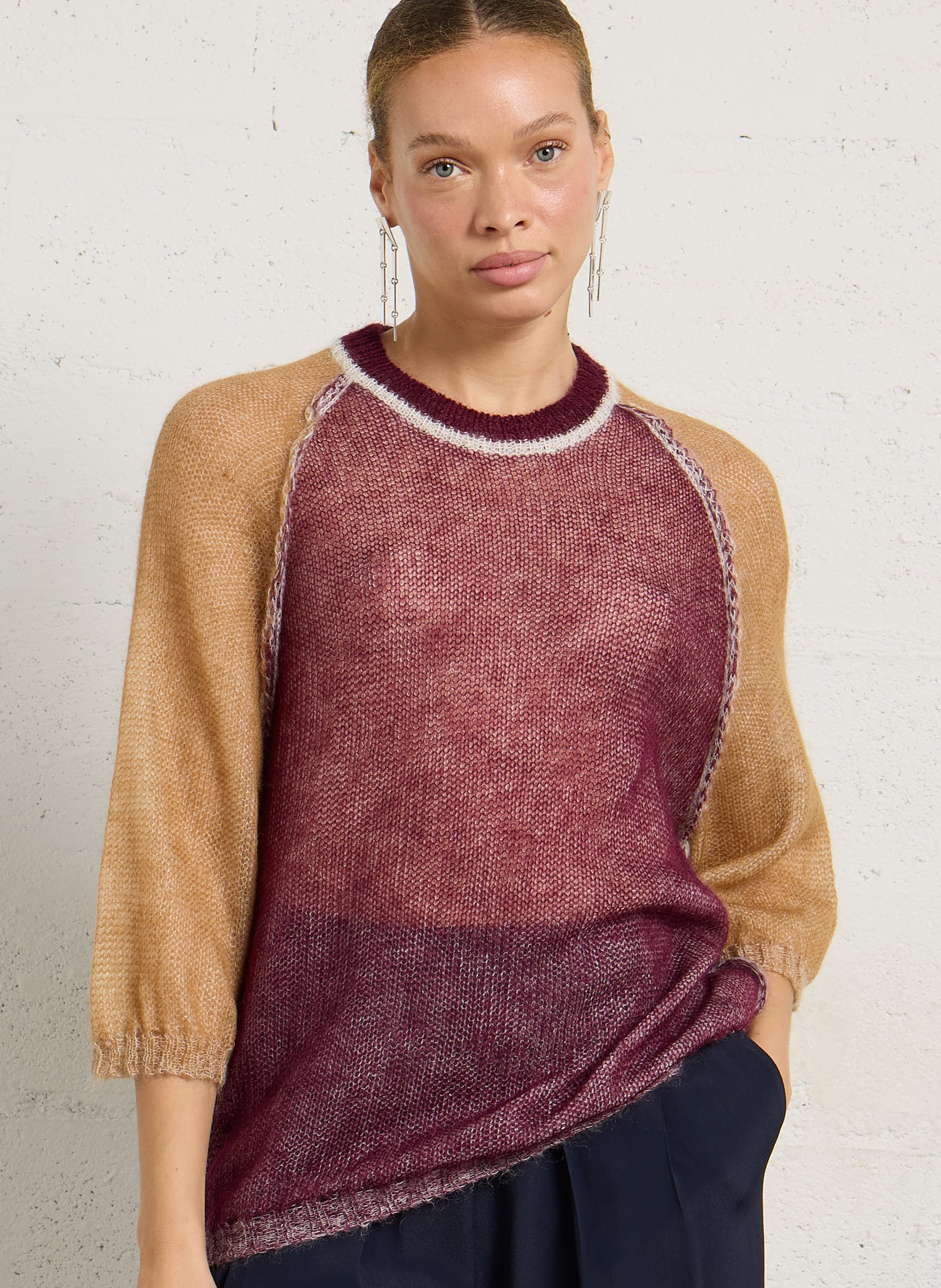 Pull col rond en mohair mélangé MOMONI Violet