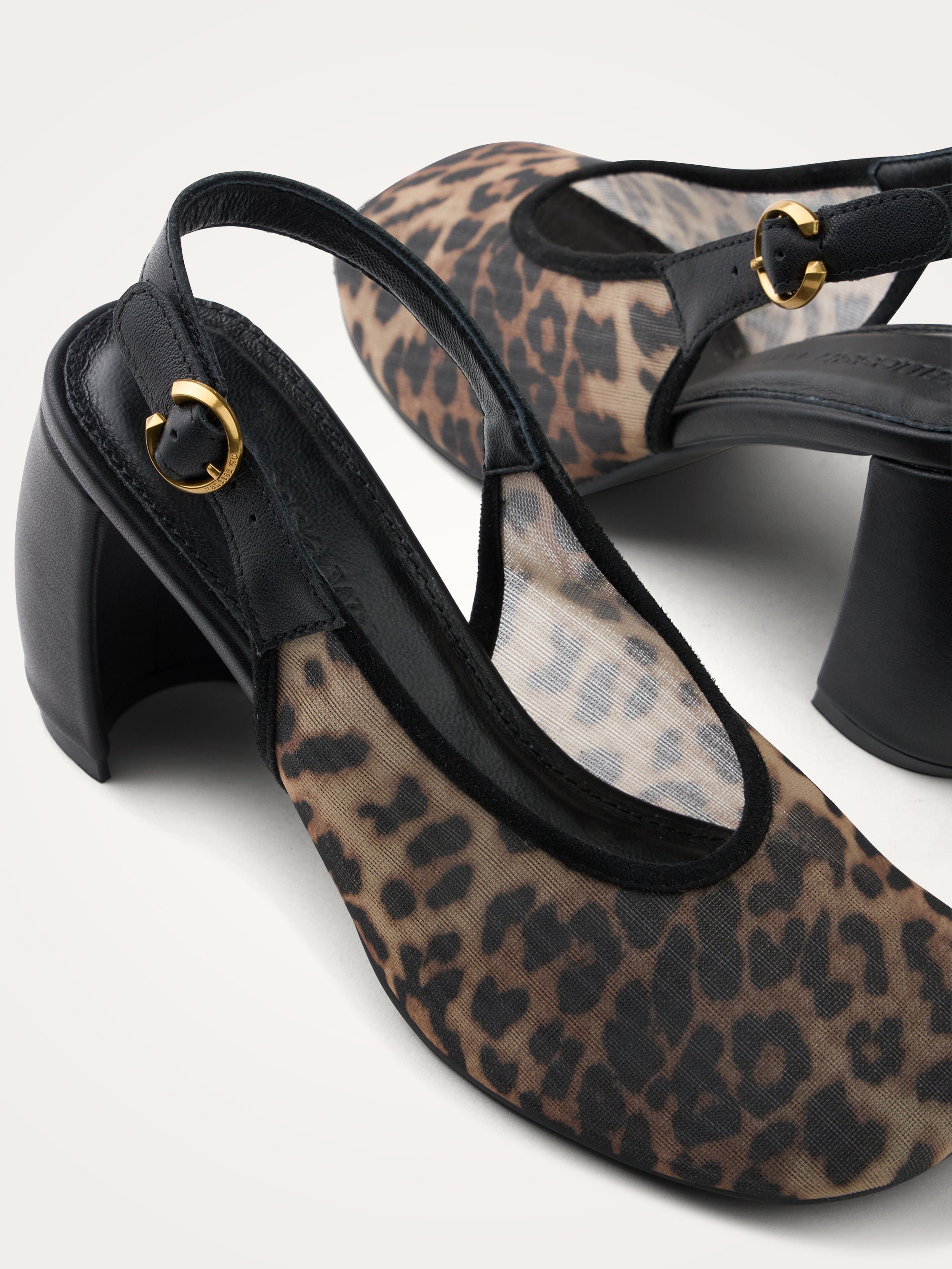 Escarpins slingback en cuir effet métallisé à talon demi-lune Multicolore