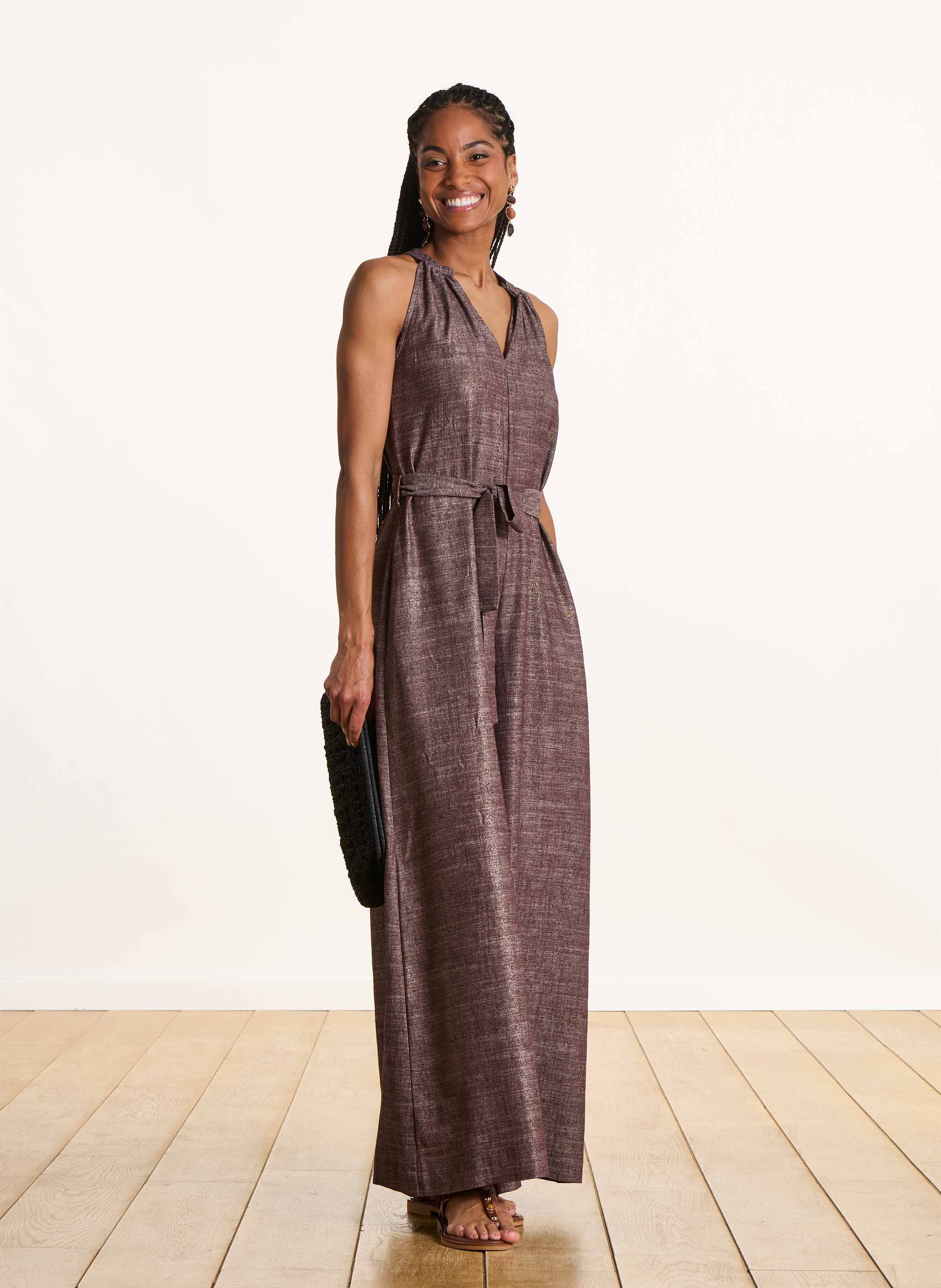 Weiter, ärmelloser Jumpsuit LA FEE MARABOUTEE Braun
