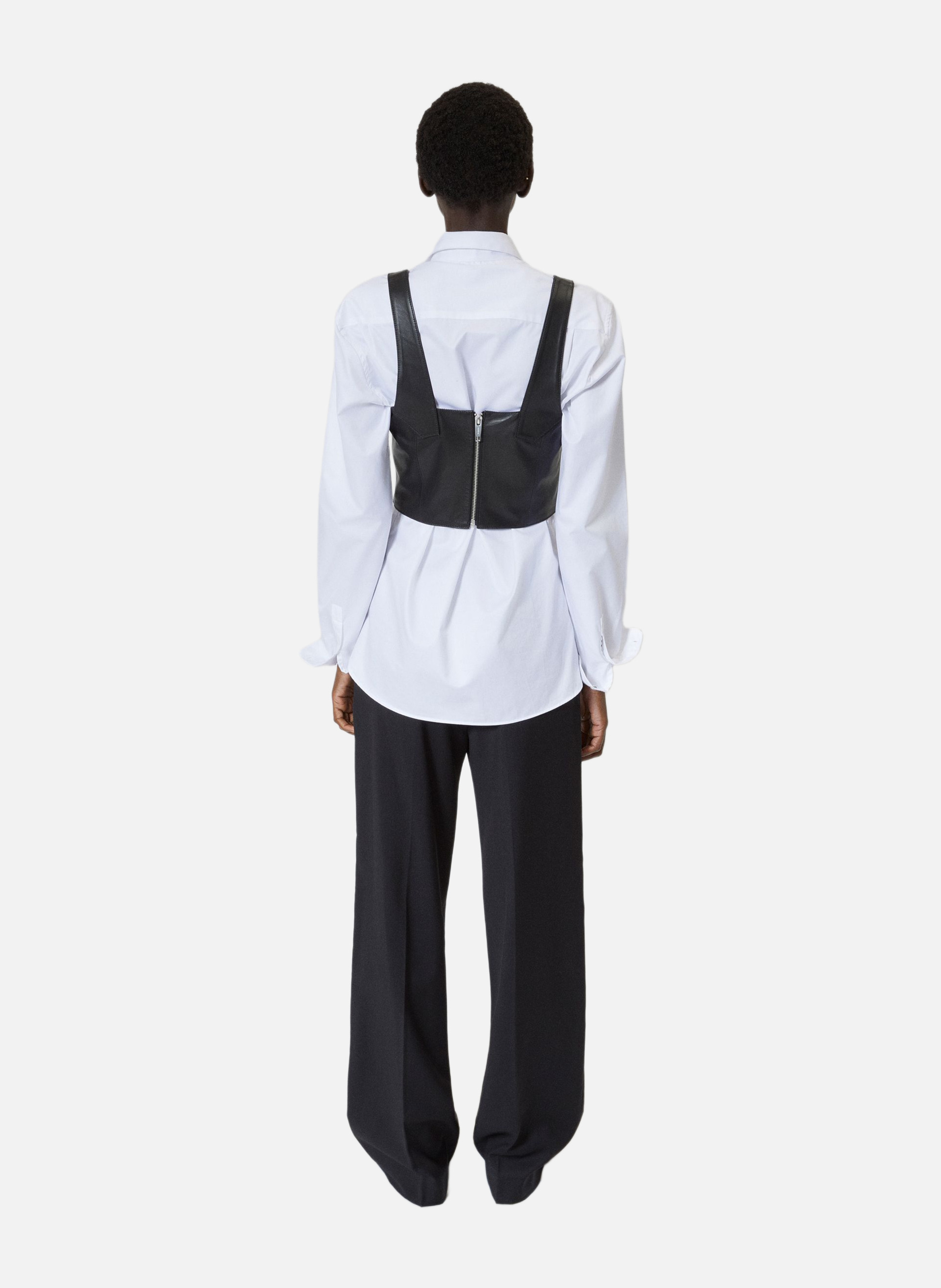Leather bustier top THE KOOPLES Black
