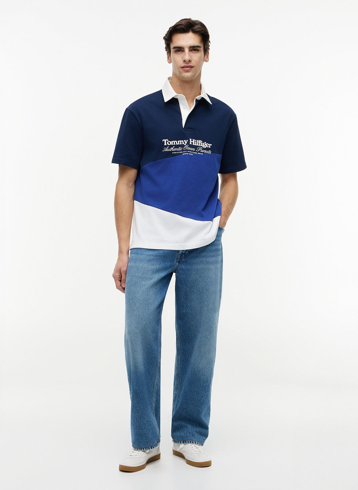 Polo droit en coton TOMMY HILFIGER Bleu