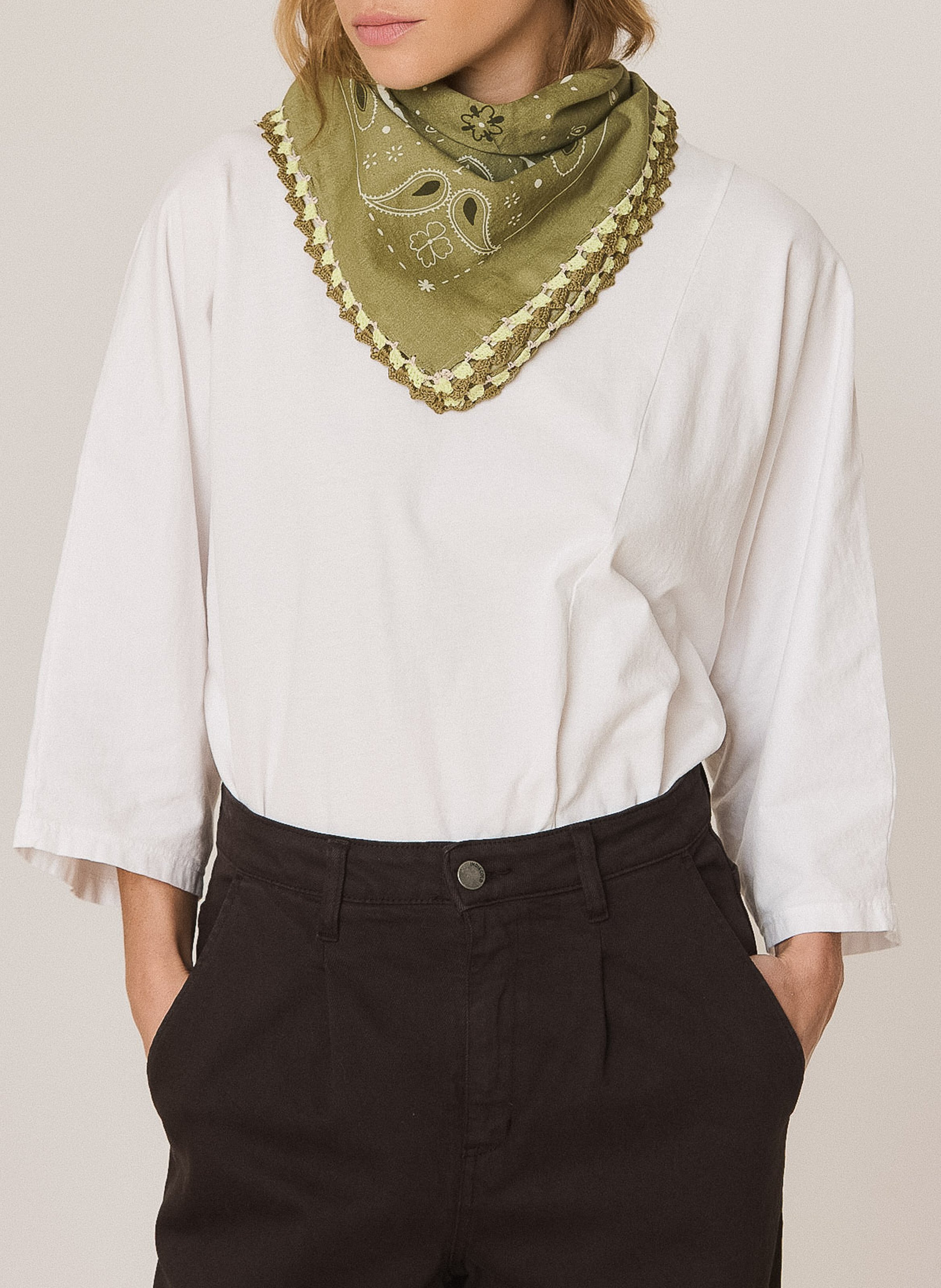 Printed cotton scarf INDI & COLD