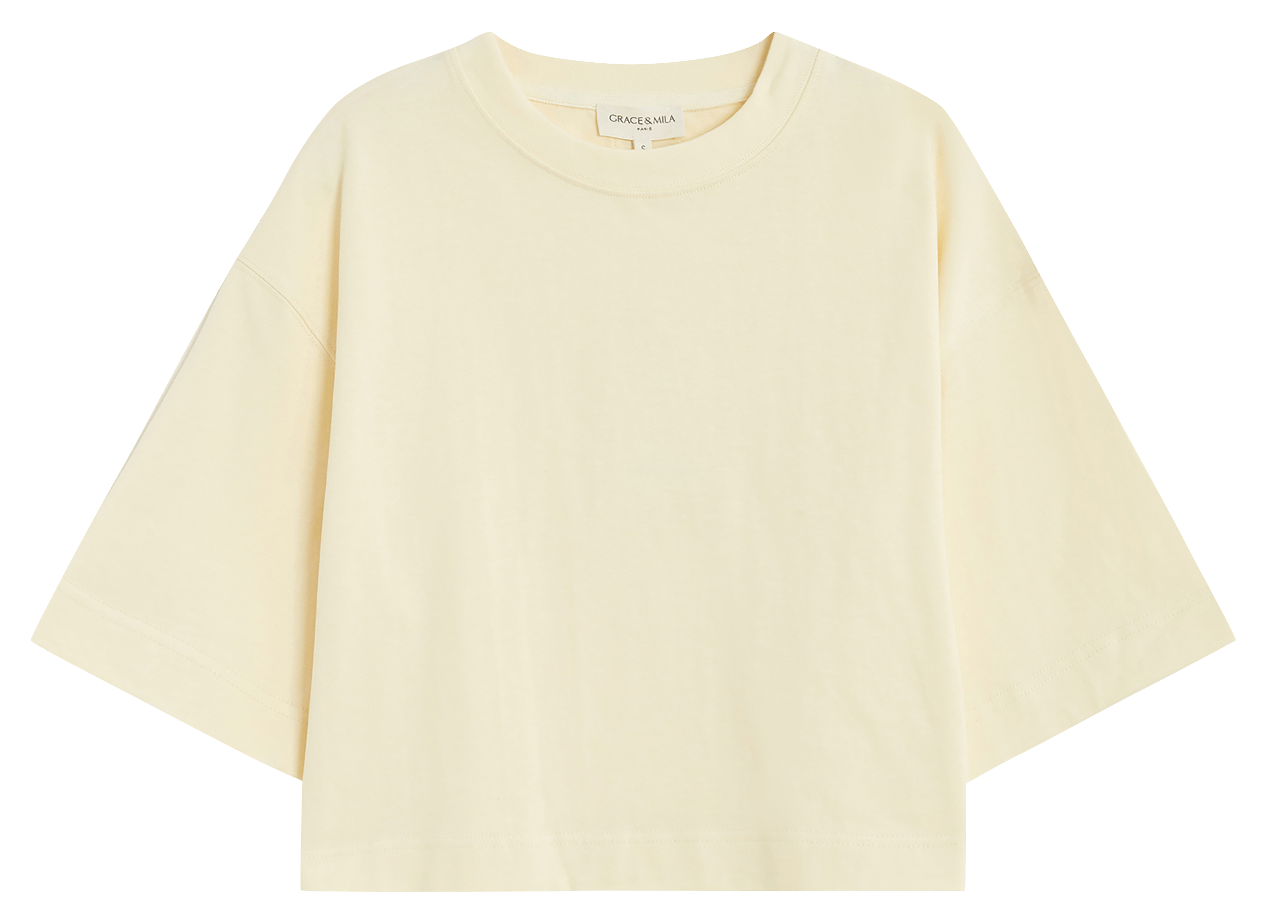 Tee-shirt col rond en coton GRACE ET MILA Jaune