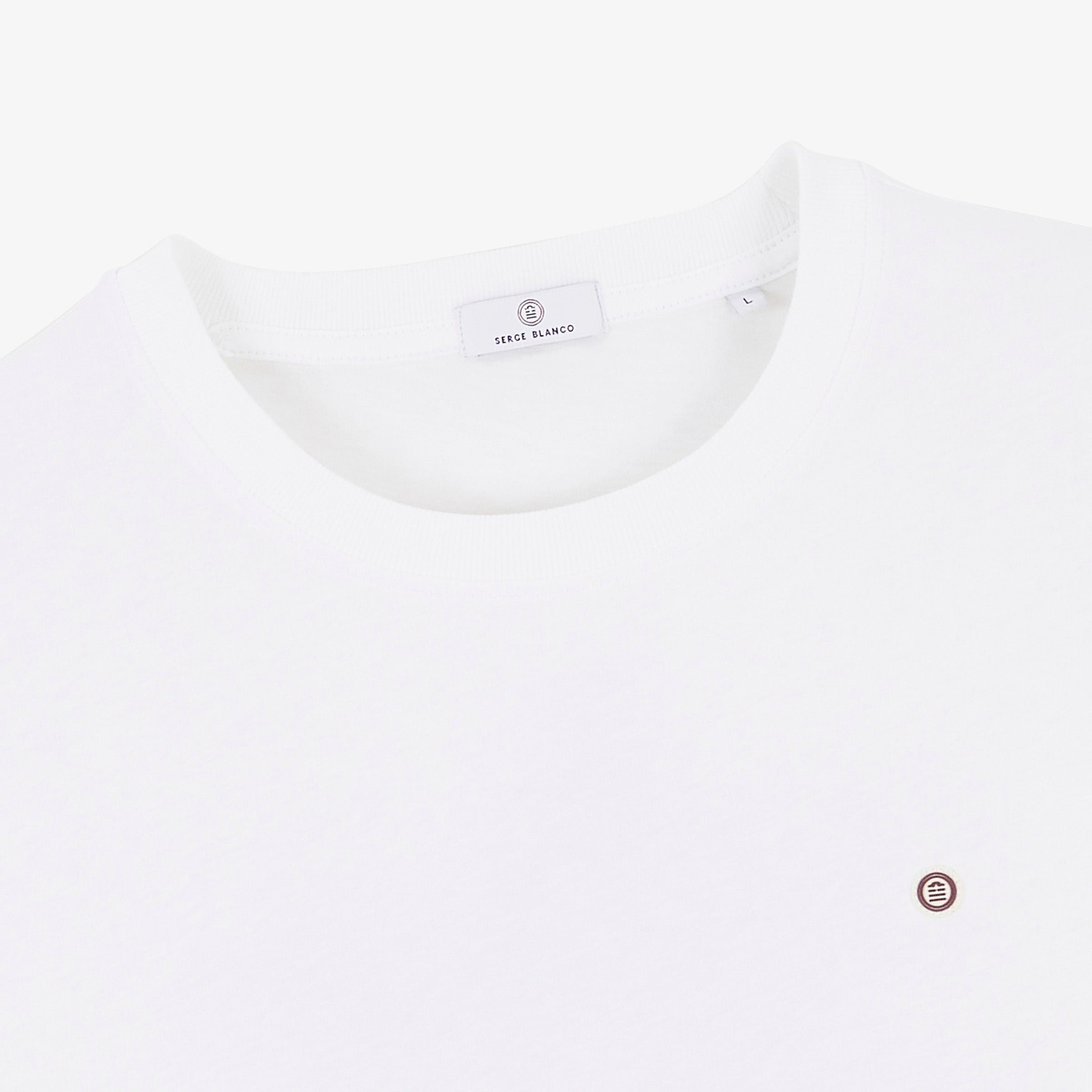 Short-sleeve T-shirt printed with Biarritz cherries on the back. SERGE BLANCO White