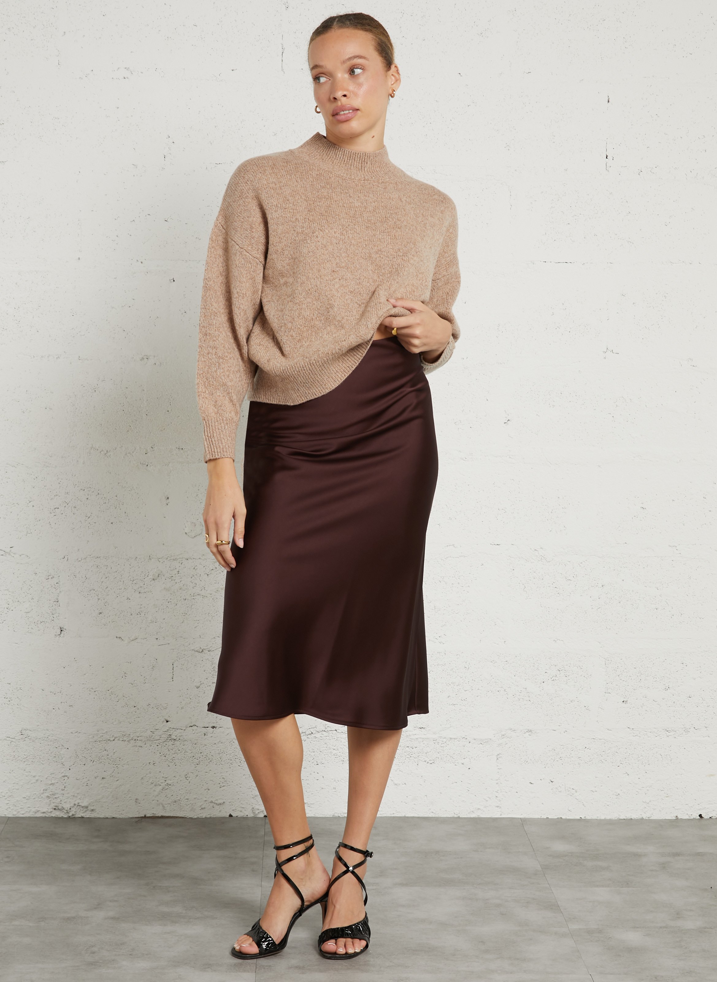 Jupe midi fluide IMPERIAL Black