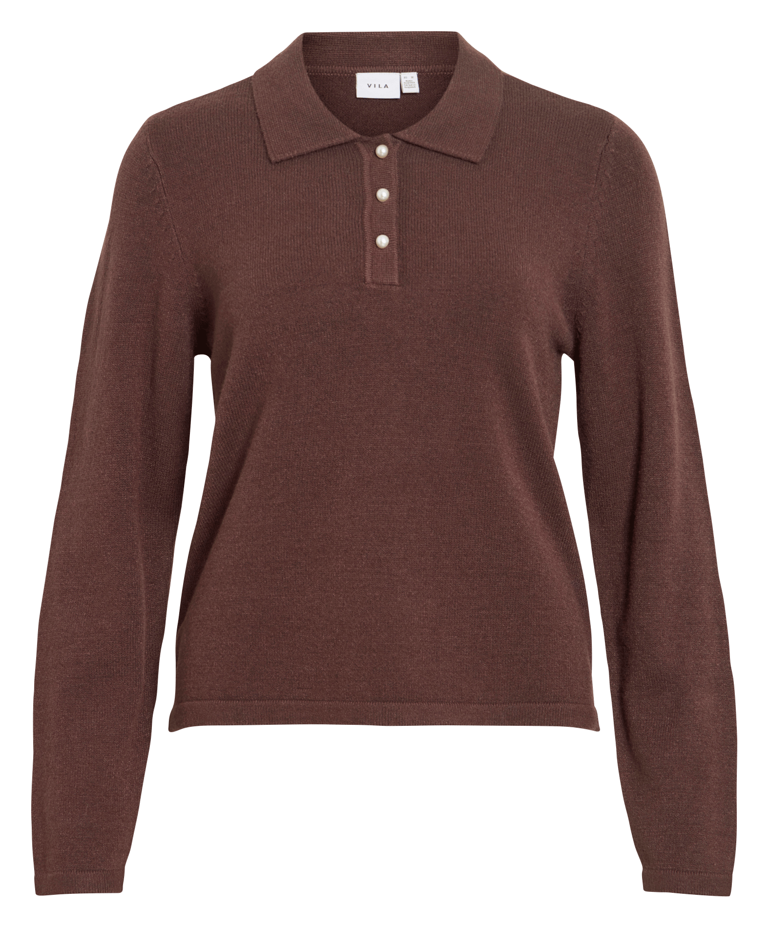Pull droit col polo VILA Marron