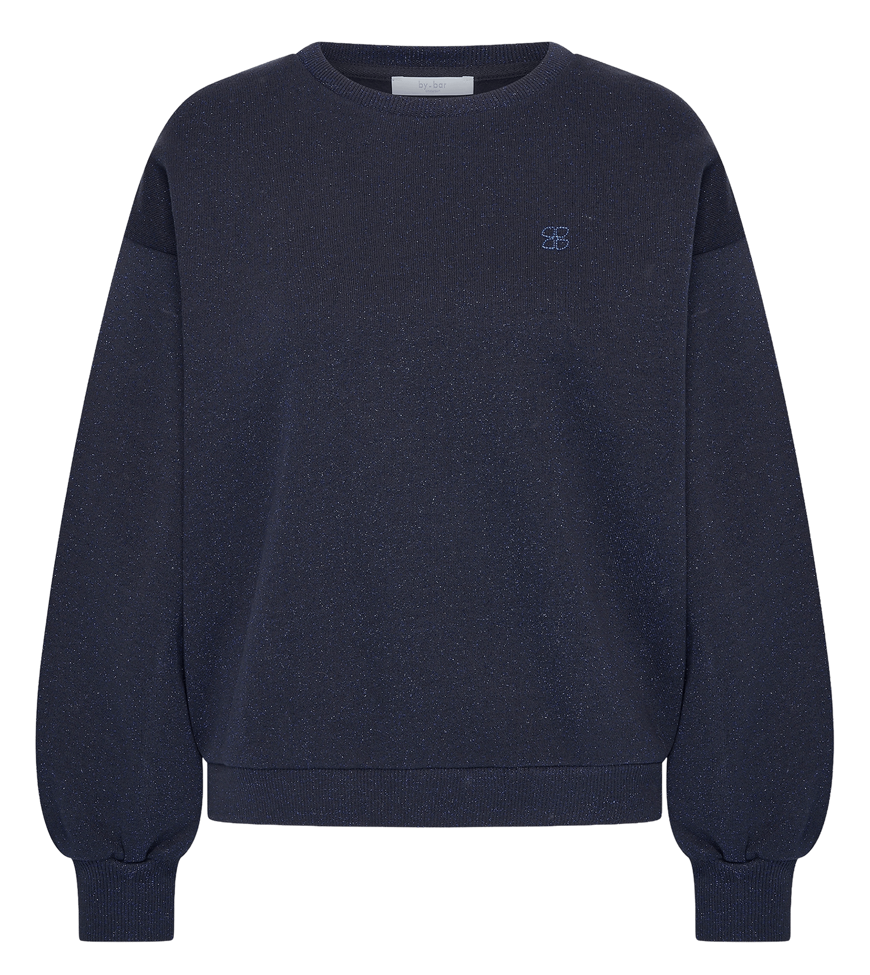 Sweat ample col rond pailleté uni BY BAR Bleu