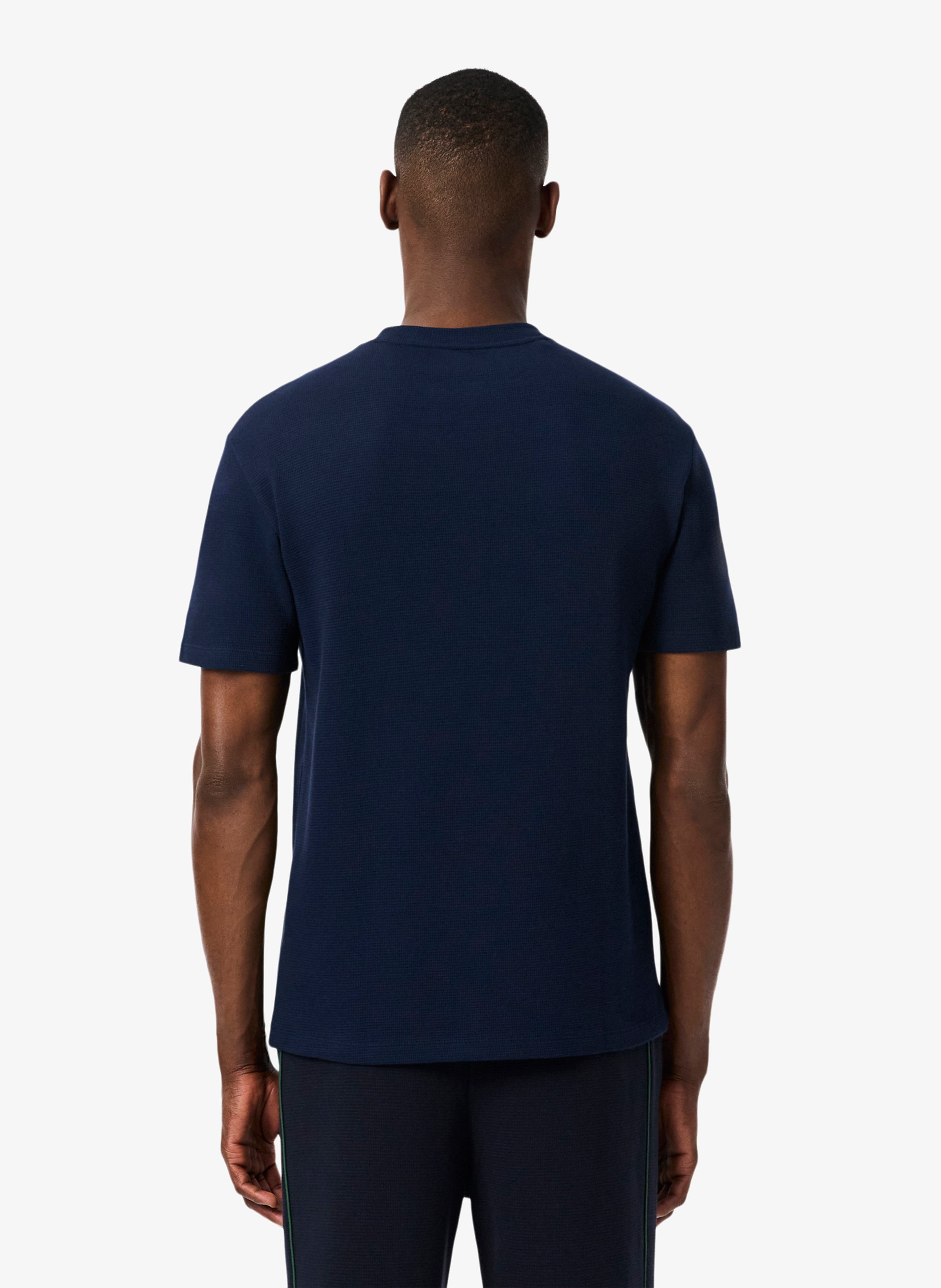 Embossed cotton t-shirt LACOSTE Blue